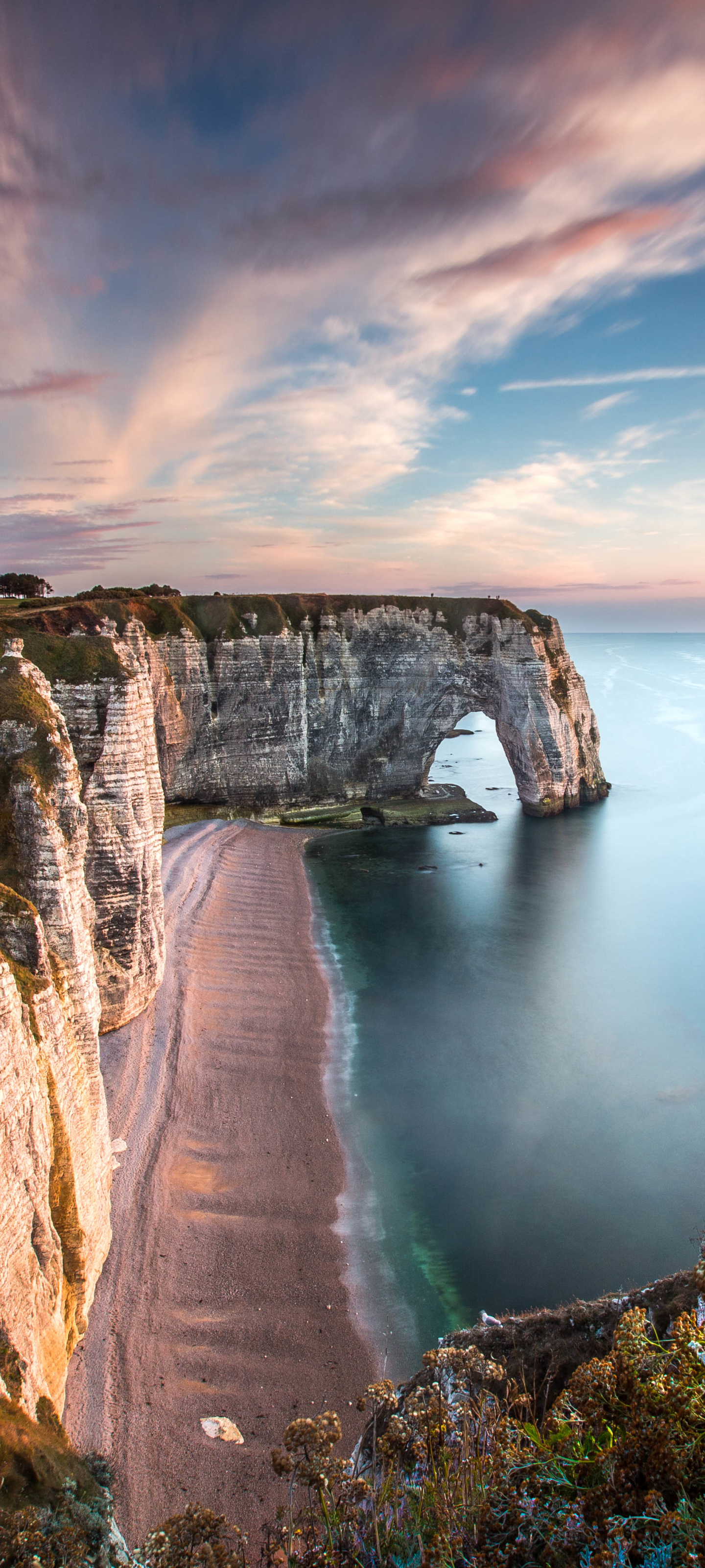 Handy-Wallpaper Natur, Strand, Horizont, Cliff, Klippe, Erde/natur, Felsentor kostenlos herunterladen.