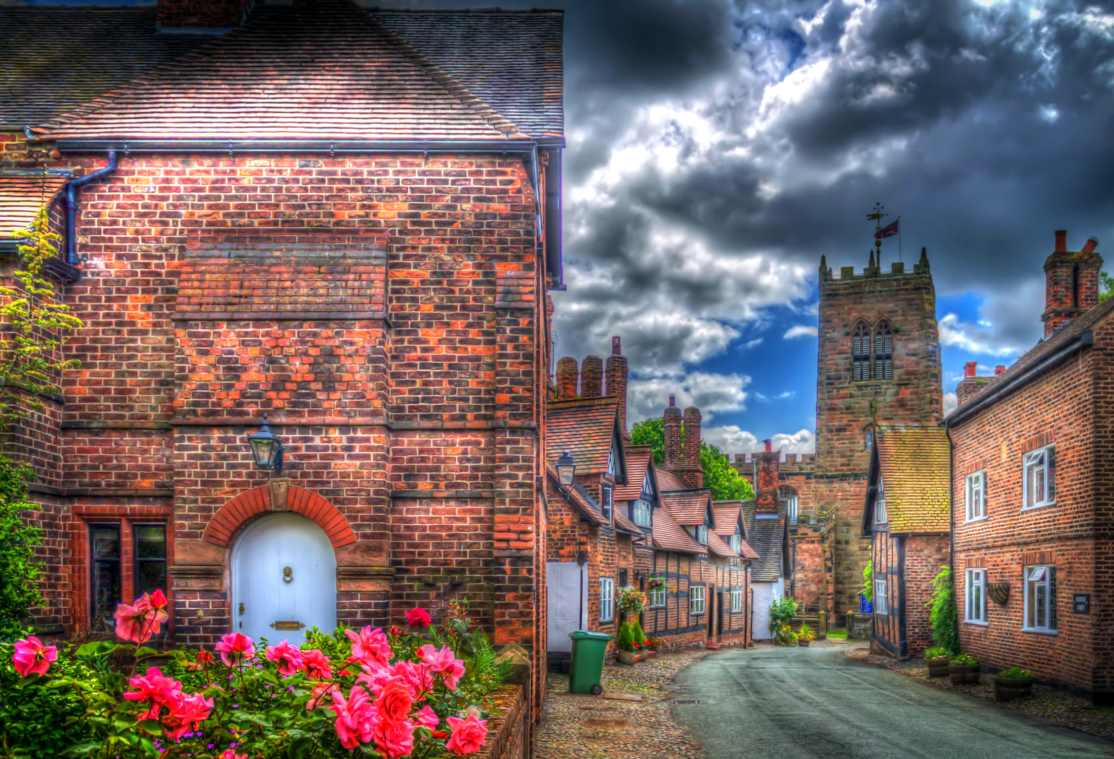 Download mobile wallpaper Road, House, Hdr, Street, Brick, Photography, England, Man Made for free.
