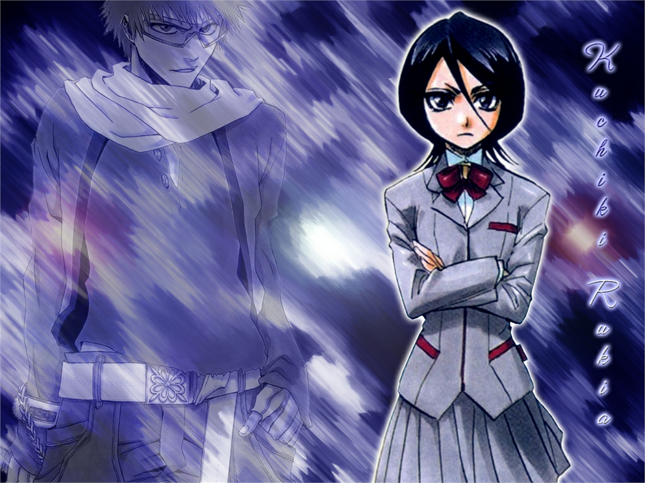 Download mobile wallpaper Anime, Bleach, Rukia Kuchiki, Ichigo Kurosaki for free.