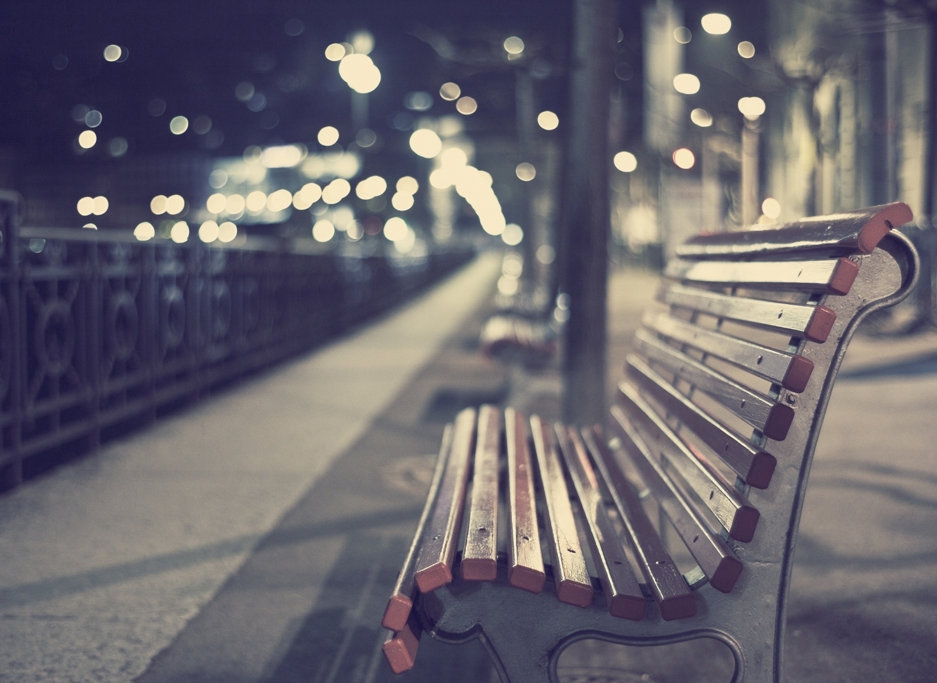 bench, city, miscellanea, miscellaneous, park, evening, deserted Full HD