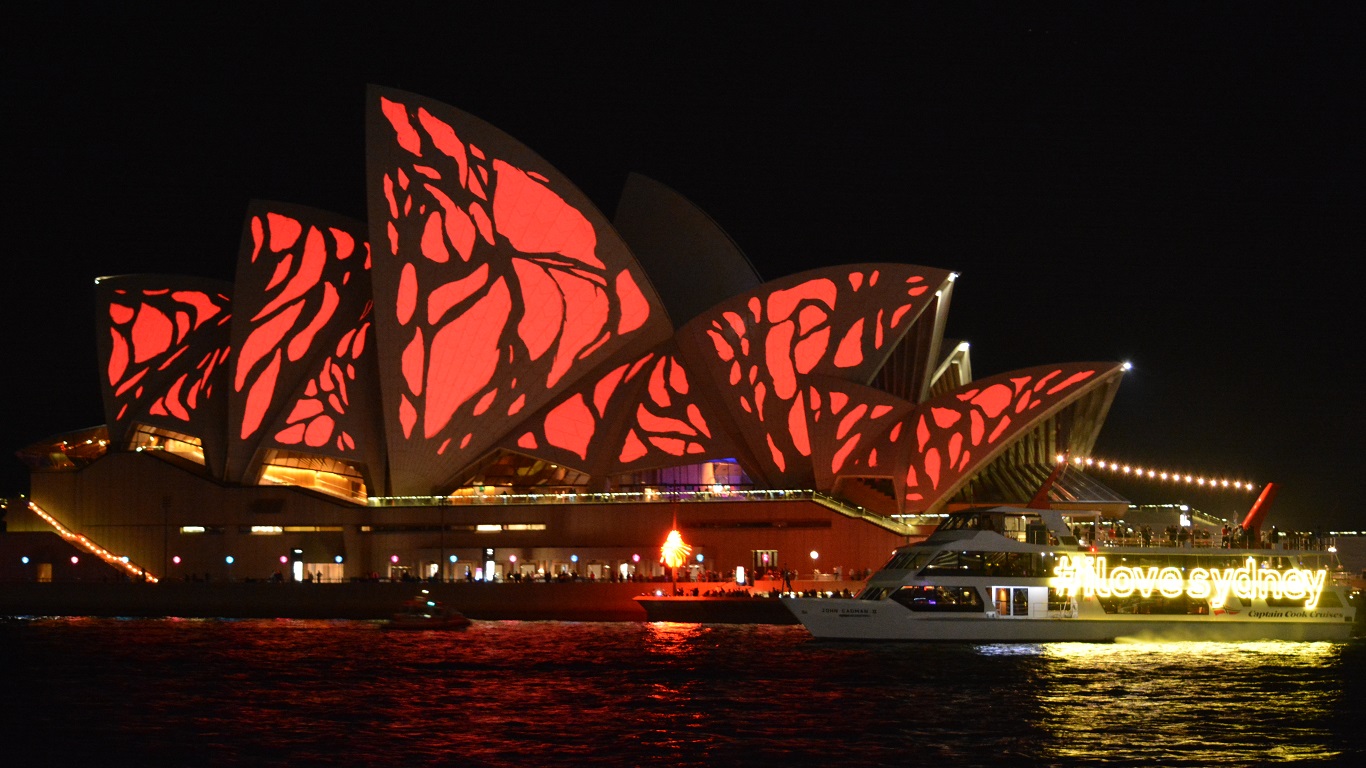 無料モバイル壁紙ボート, シドニー, 光, カラフル, オーストラリア, 夜, 建築, シドニーオペラハウス, マンメイドをダウンロードします。