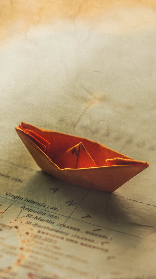 Скачать картинку Лодка, Карта, Оригами, Бумажный Кораблик, Сделано Человеком в телефон бесплатно.