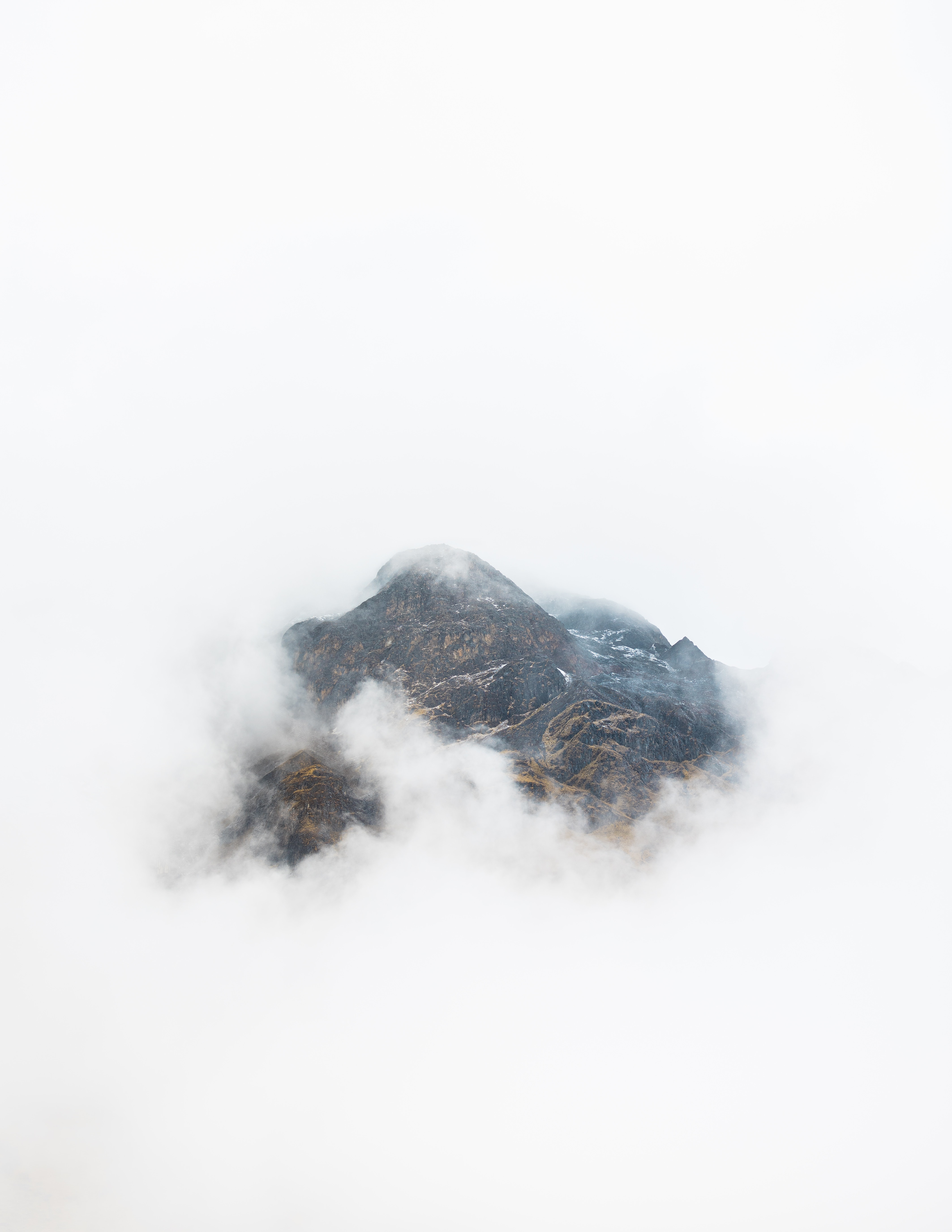 nature, clouds, mountain, vertex, top, fog, height for android