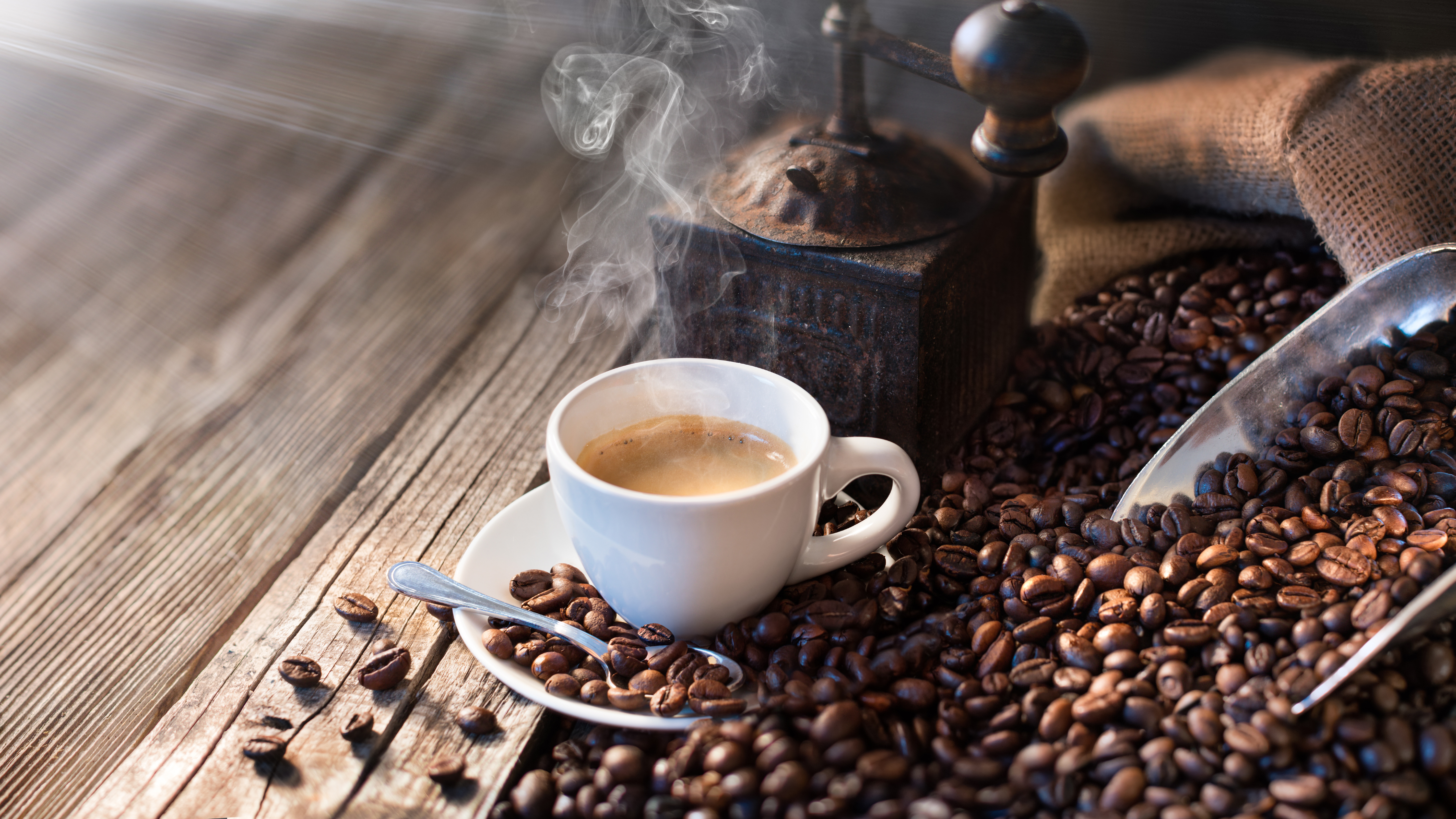 Download mobile wallpaper Food, Coffee, Still Life, Cup, Drink, Coffee Beans for free.