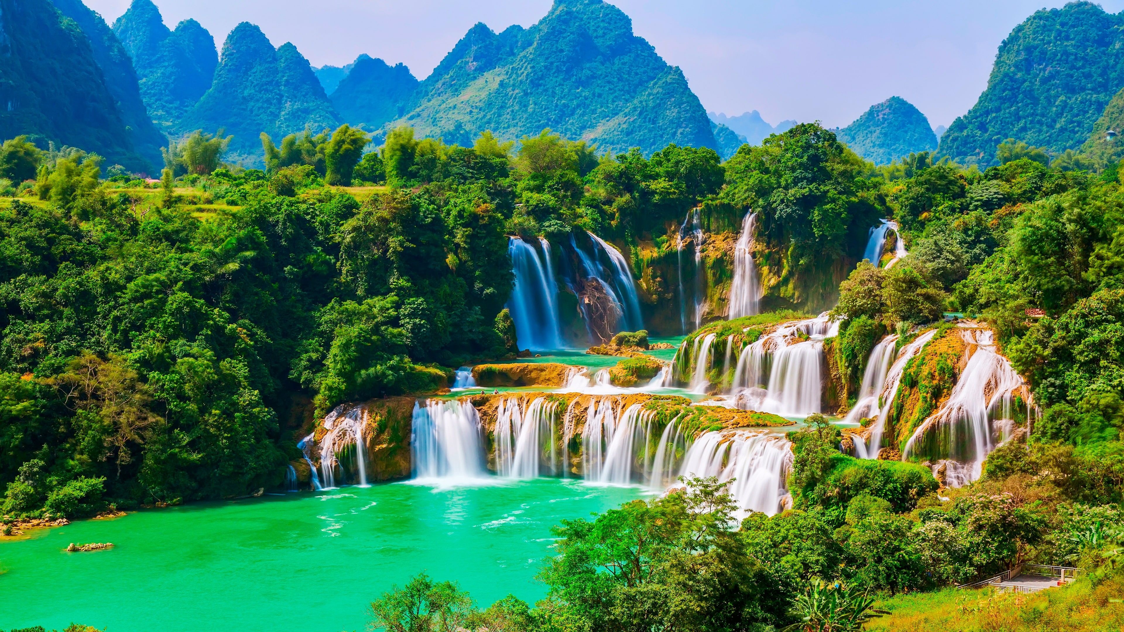 Download mobile wallpaper Nature, Waterfalls, Waterfall, Forest, Earth, Vietnam for free.