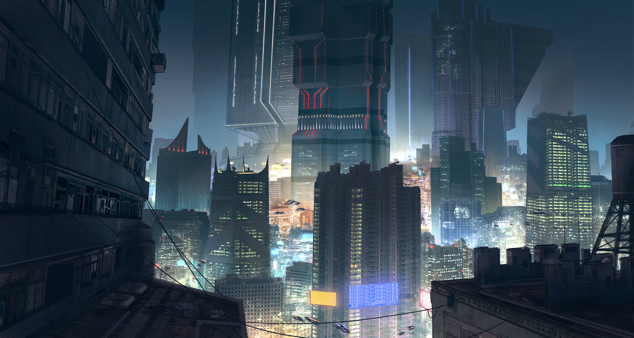 Free download wallpaper Night, City, Skyscraper, Sci Fi, Futuristic on your PC desktop