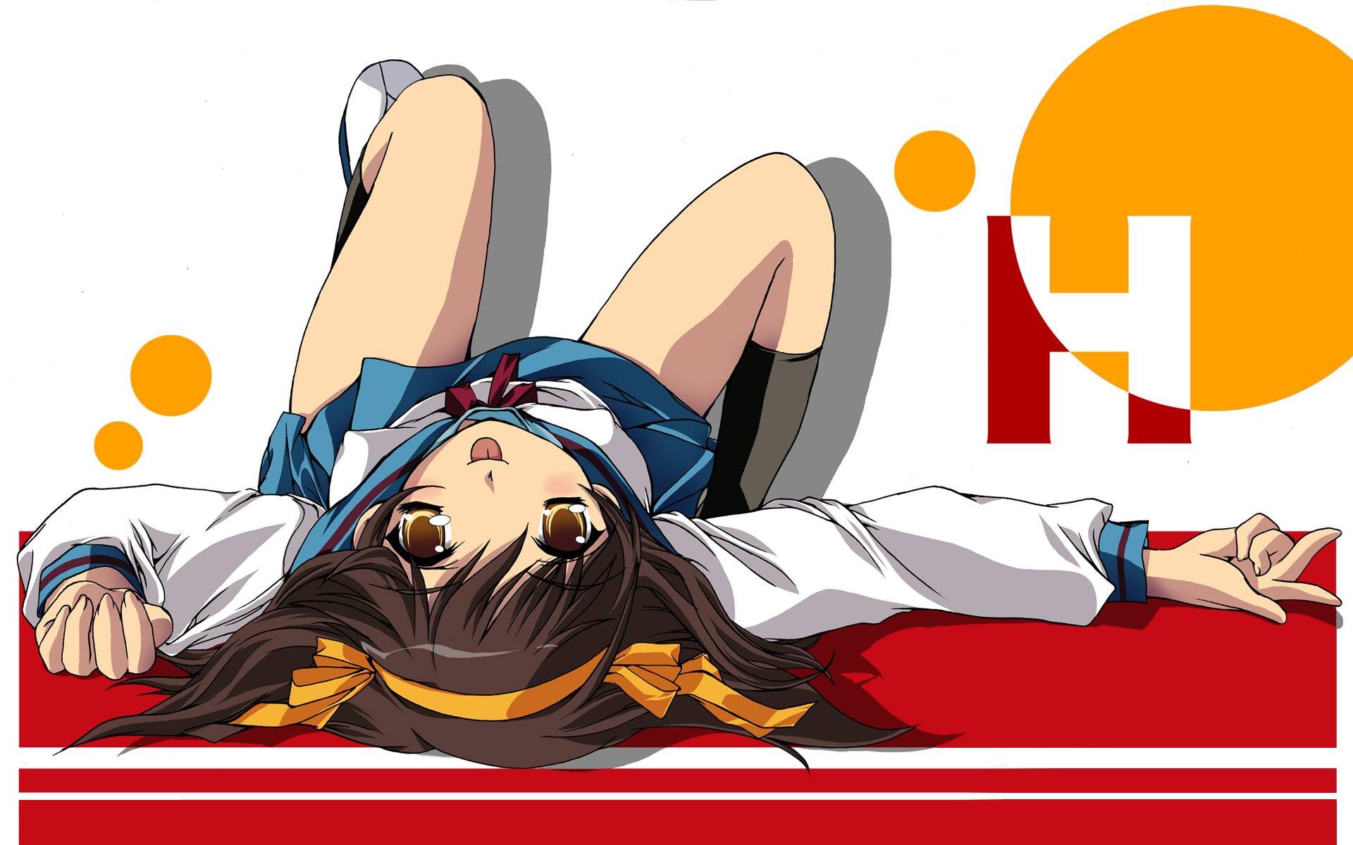 Free download wallpaper Anime, Ribbon, School Uniform, Brown Eyes, Brown Hair, Short Hair, Haruhi Suzumiya, The Melancholy Of Haruhi Suzumiya on your PC desktop