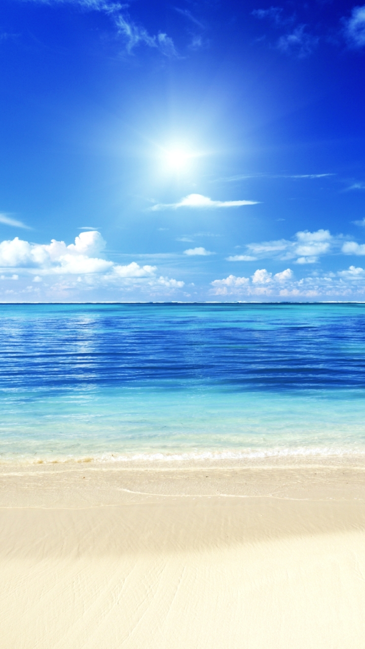 Скачать картинку Море, Солнце, Пляж, Горизонт, Океан, Земля/природа в телефон бесплатно.