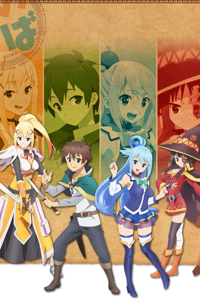 Baixar papel de parede para celular de Anime, Escuridão (Konosuba), Konosuba: As Bençãos De Deus Neste Mundo Maravilhoso, Aqua (Konosuba), Megumin (Konosuba), Kazuma Satou gratuito.