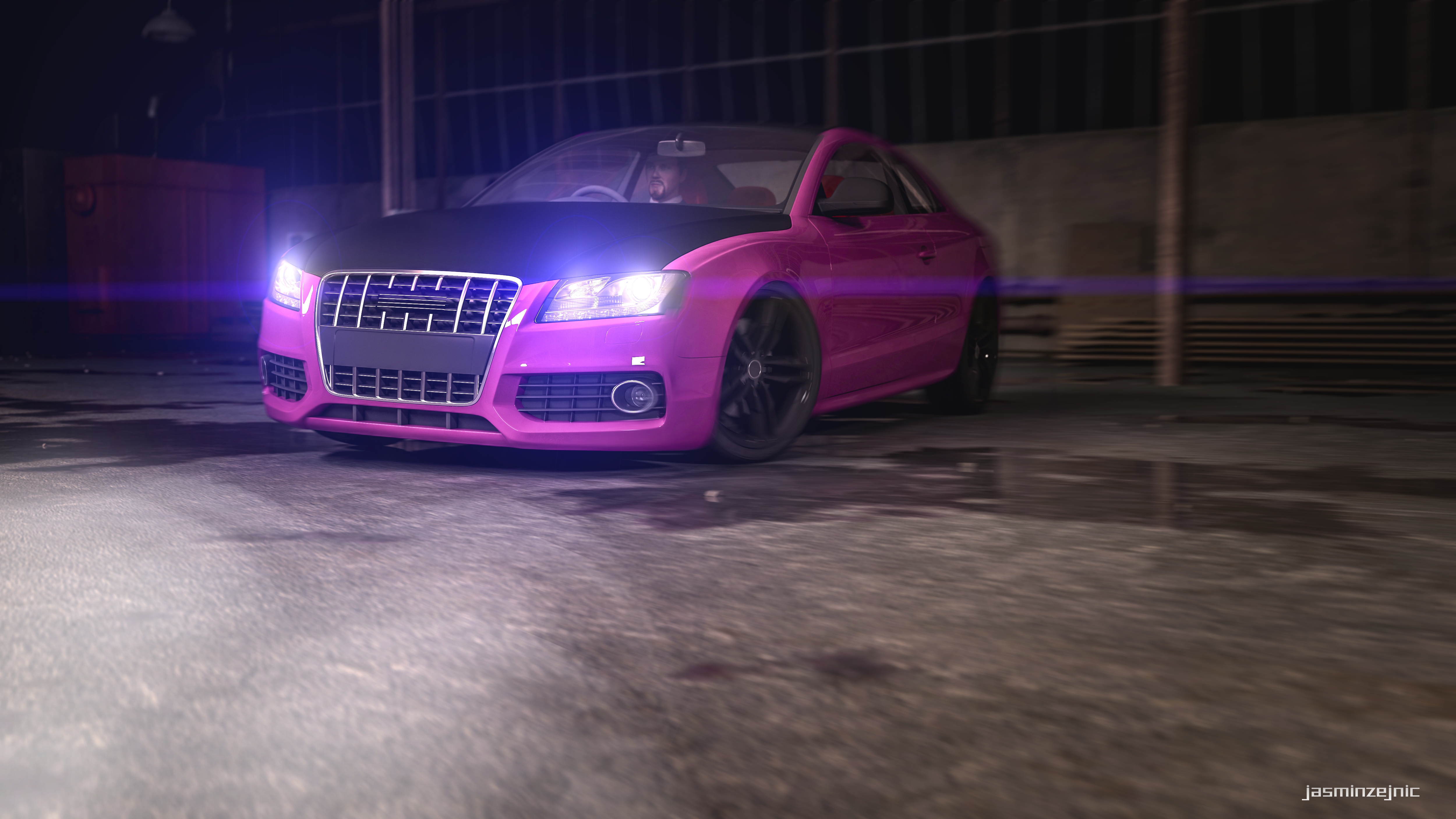 Download mobile wallpaper Audi, 3D, Car, Cgi, Vehicles, Pink Car for free.