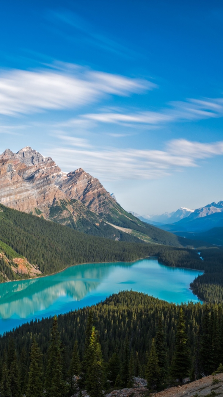 Download mobile wallpaper Landscape, Lakes, Lake, Canada, Earth, Panorama, Peyto Lake for free.