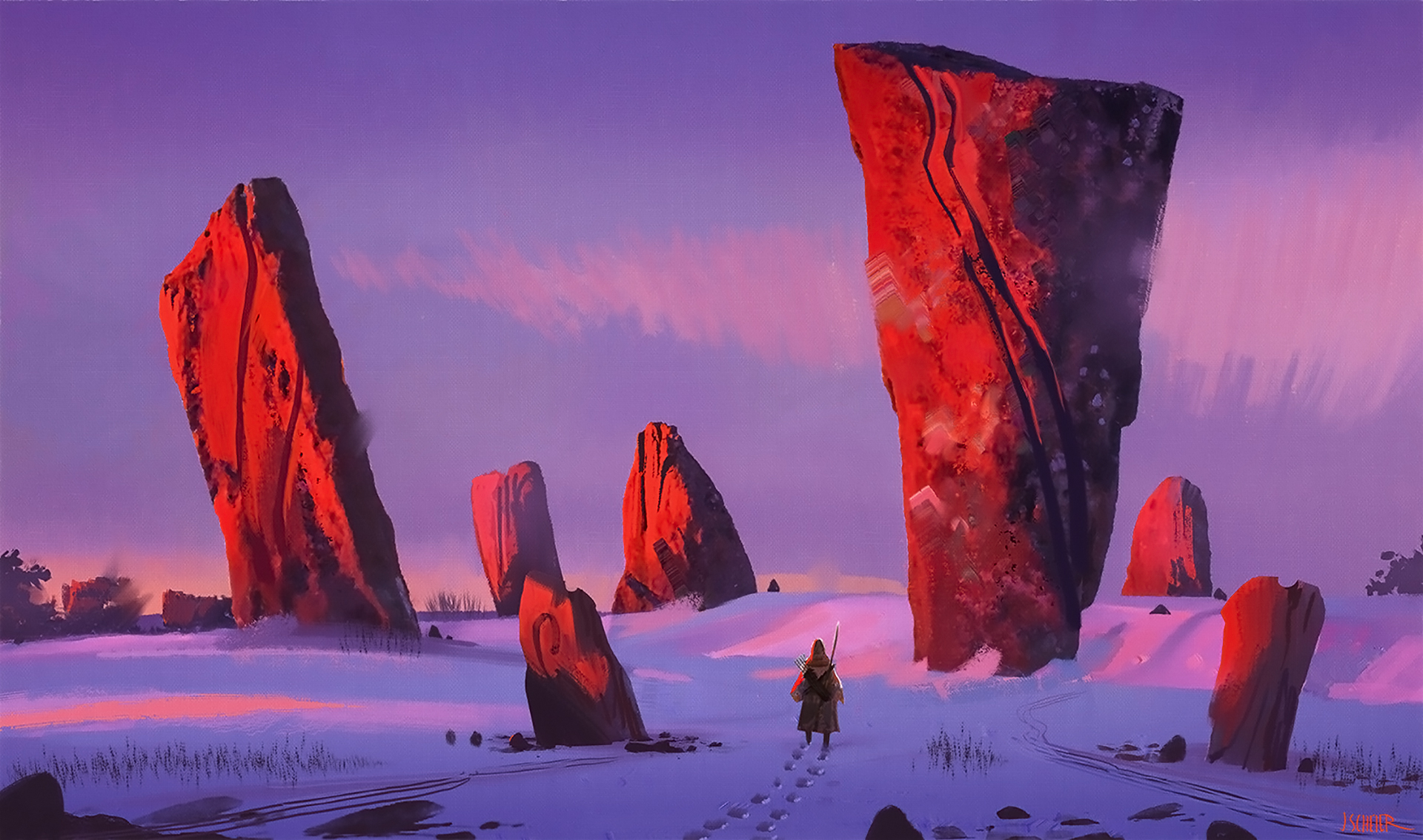 Free download wallpaper Landscape, Fantasy, Snow, Stone, Warrior on your PC desktop