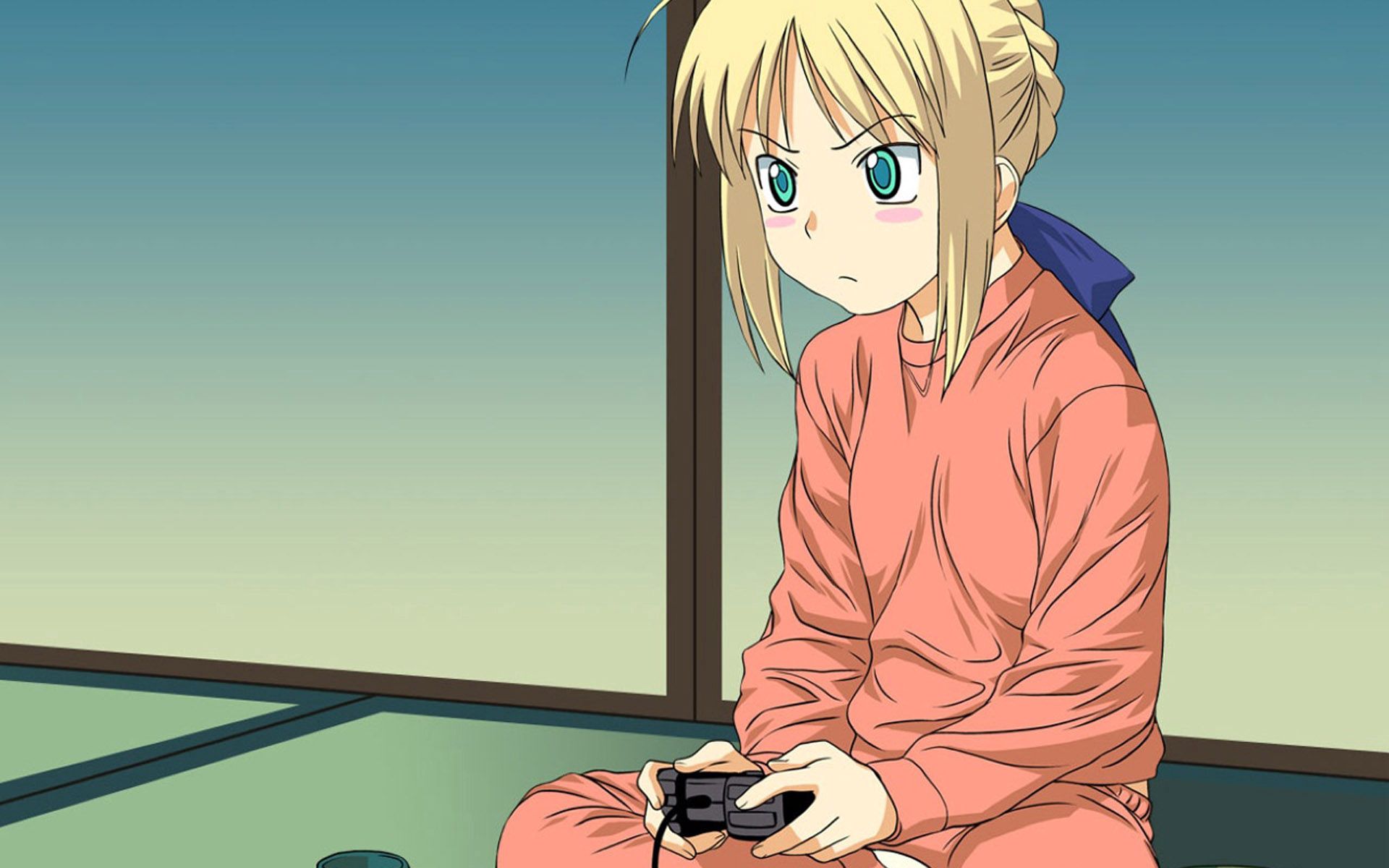 158137 descargar fondo de pantalla anime, niña, muchacha, cuarto, habitación, pijama, escritorio, control remoto: protectores de pantalla e imágenes gratis