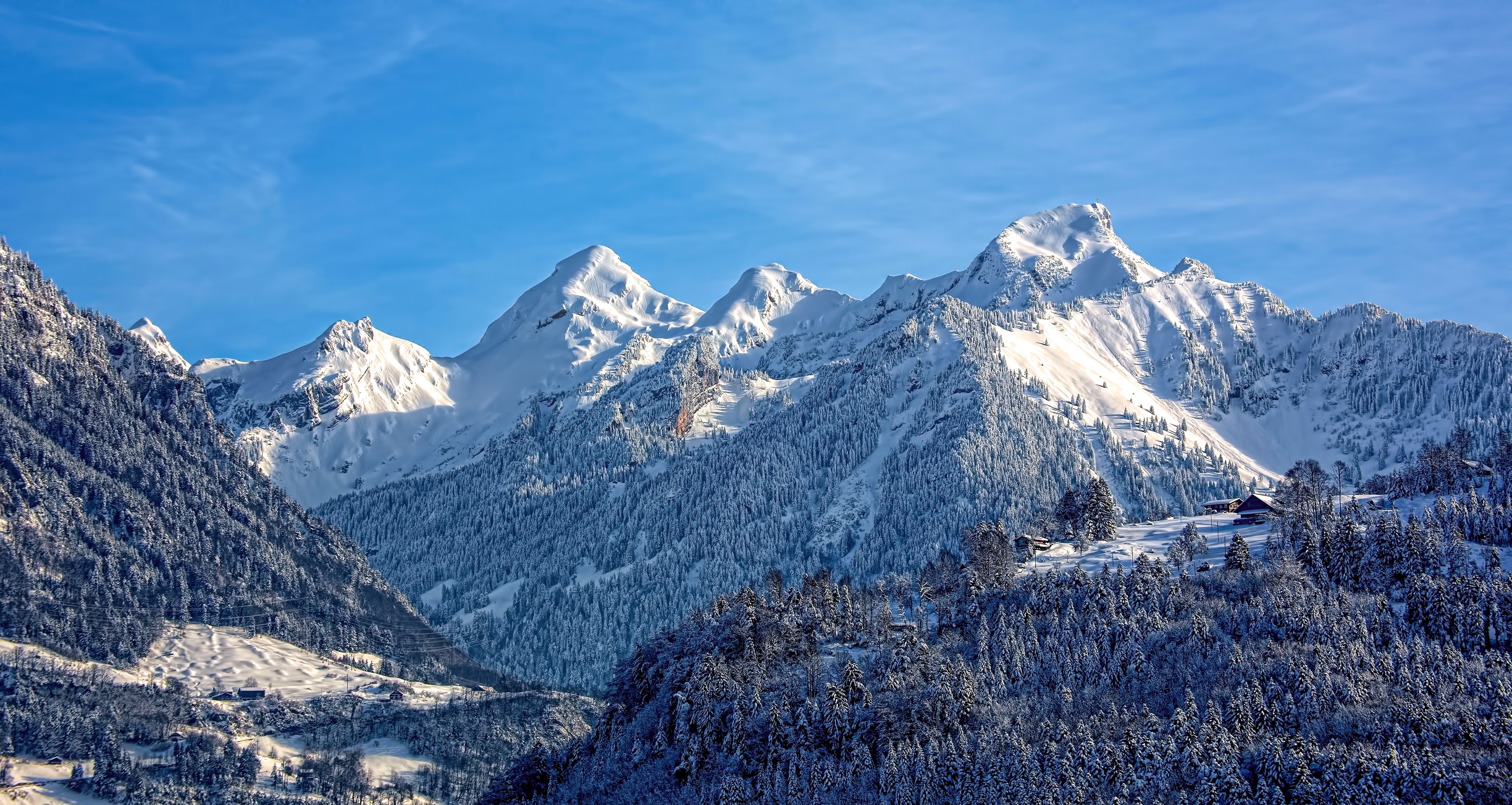 snow, nature, sky, mountains, vertex, top lock screen backgrounds