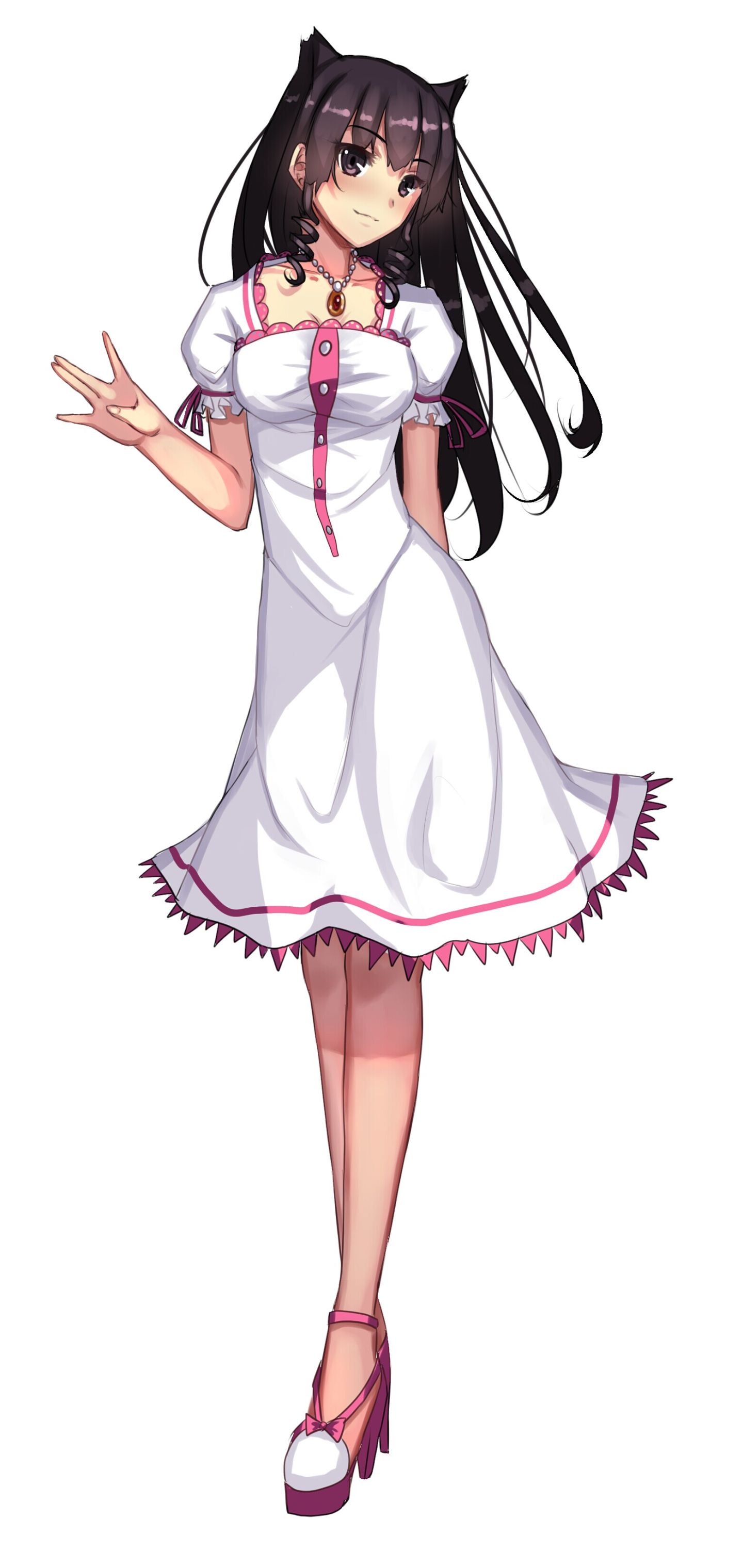 Download mobile wallpaper Anime, Original, Black Hair, Long Hair, White Dress, Black Eyes for free.