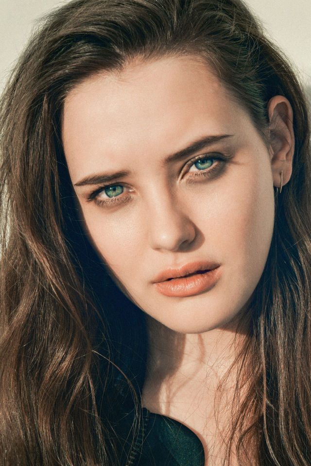 Download mobile wallpaper Face, Brunette, Blue Eyes, Celebrity, Actress, Katherine Langford for free.