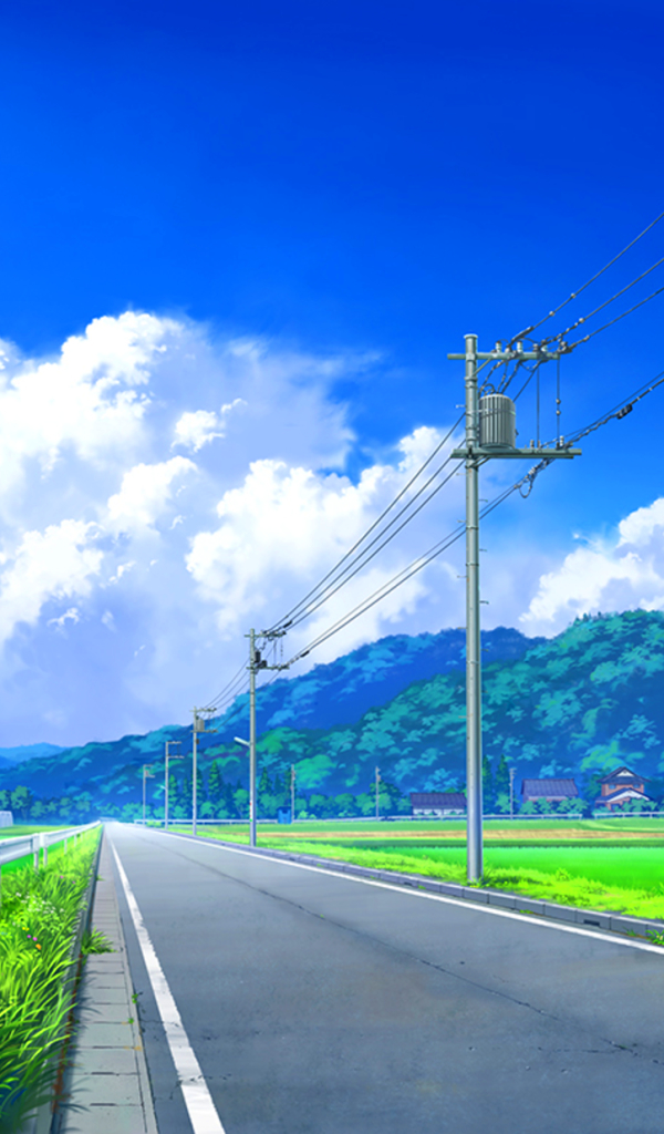 Download mobile wallpaper Anime, Road, Countryside for free.