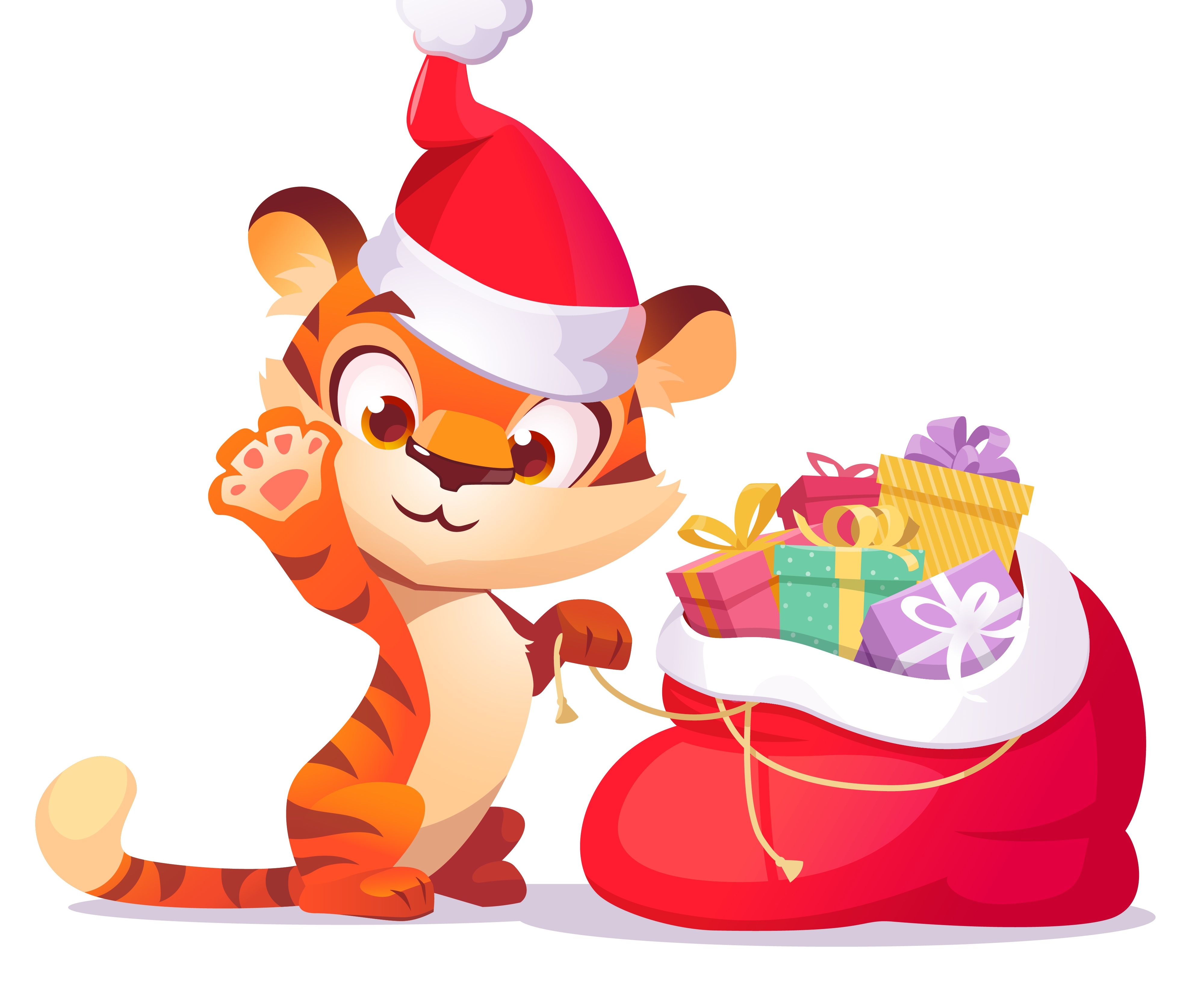 Handy-Wallpaper Feiertage, Geschenk, Weihnachtsmütze, Chinesisches Neujahrsfest, Jahr Des Tigers kostenlos herunterladen.