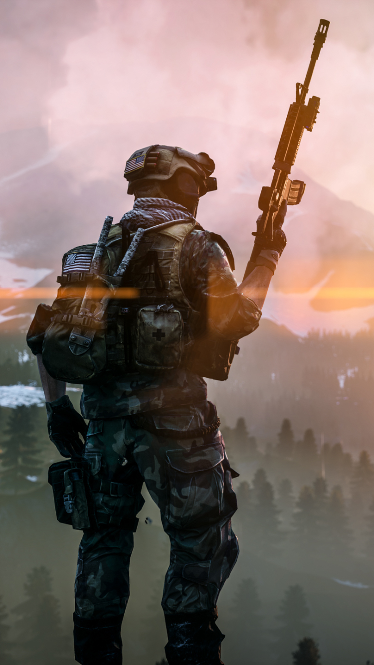 Download mobile wallpaper Landscape, Weapon, Battlefield, Soldier, Sunbeam, Video Game, Battlefield 4, Sunbean for free.