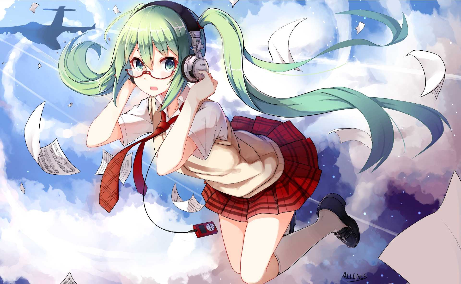 Download mobile wallpaper Anime, Headphones, Vocaloid, Green Hair, Green Eyes, Hatsune Miku, Long Hair for free.