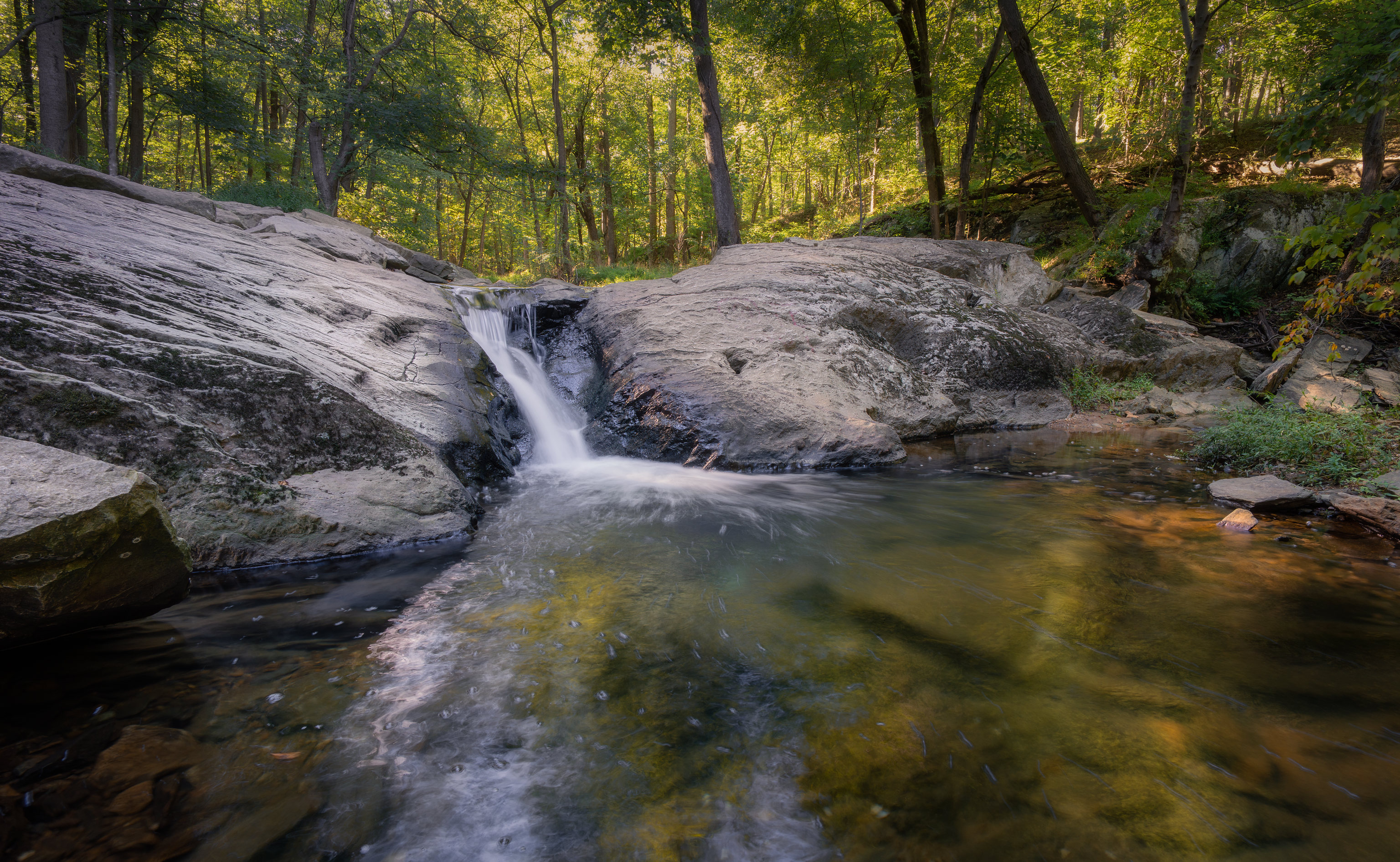 Laden Sie das Natur, Bäume, Felsen, Die Steine, See, Wasserfall-Bild kostenlos auf Ihren PC-Desktop herunter