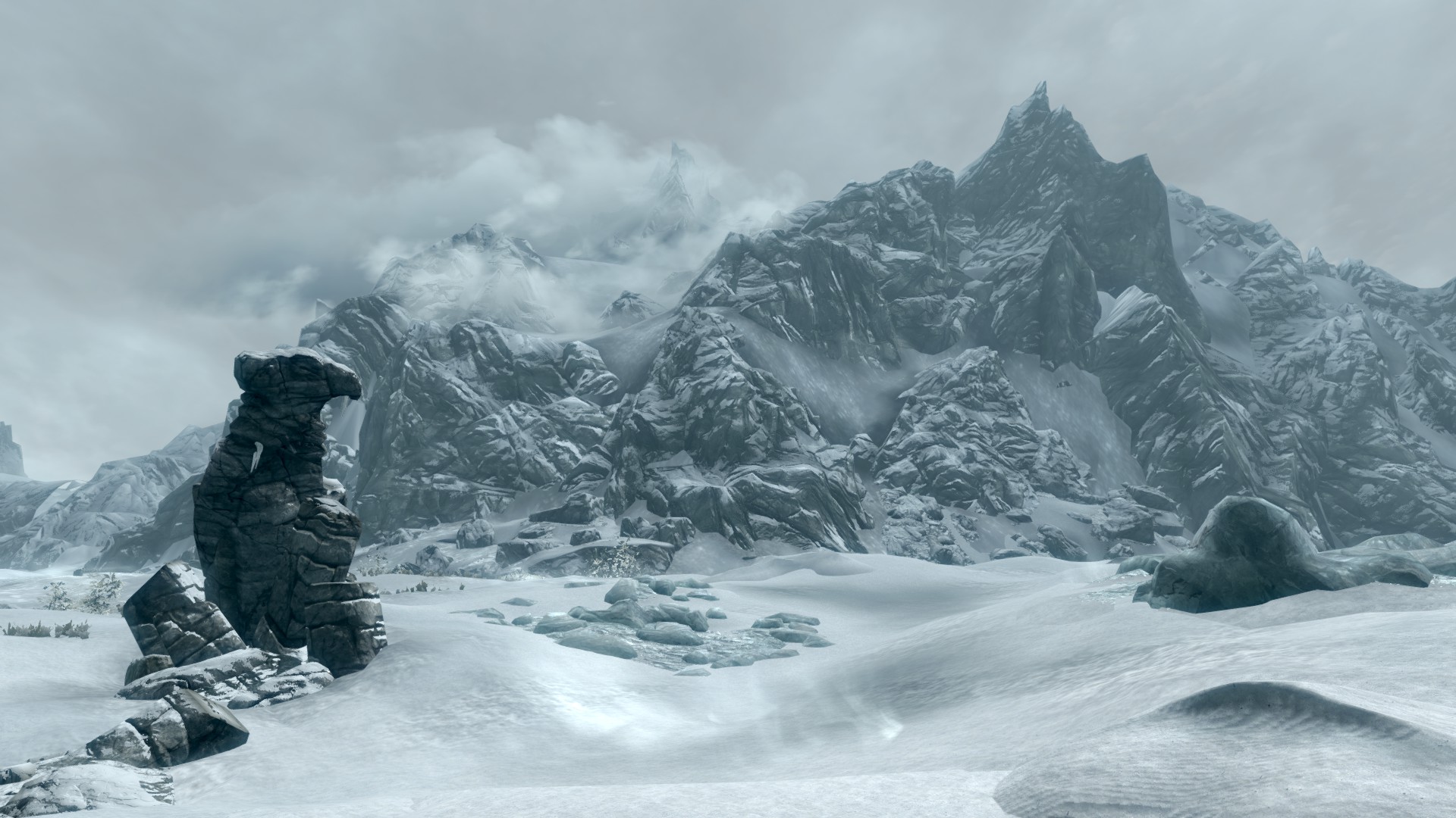 Laden Sie das Schnee, Gebirge, Computerspiele, Skyrim, The Elder Scrolls V: Skyrim, The Elder Scrolls-Bild kostenlos auf Ihren PC-Desktop herunter