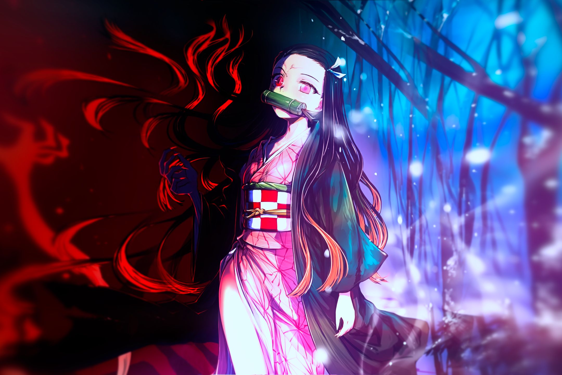 Handy-Wallpaper Animes, Nezuko Kamado, Demon Slayer kostenlos herunterladen.