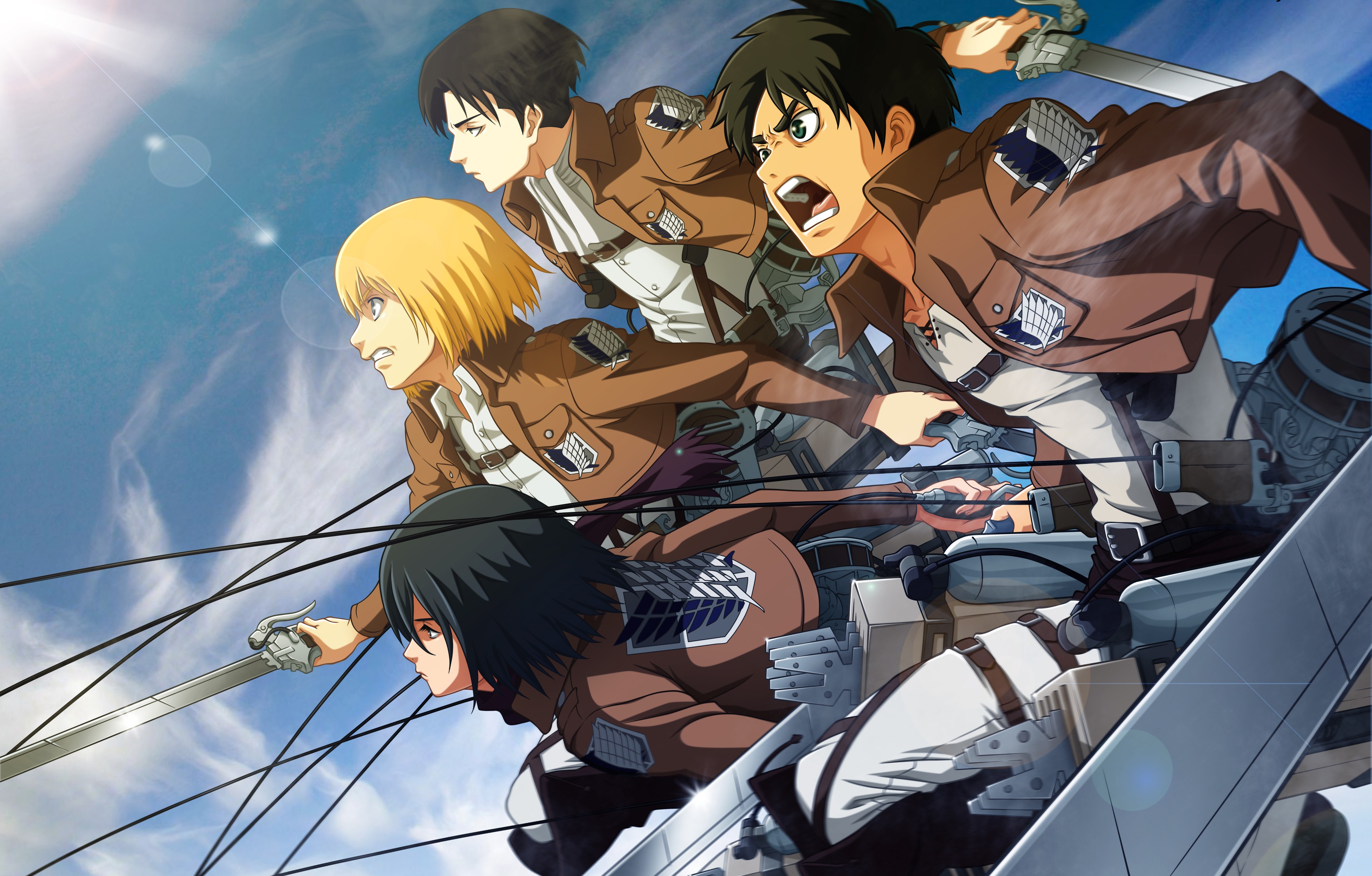 Free download wallpaper Anime, Armin Arlert, Eren Yeager, Mikasa Ackerman, Attack On Titan, Levi Ackerman on your PC desktop
