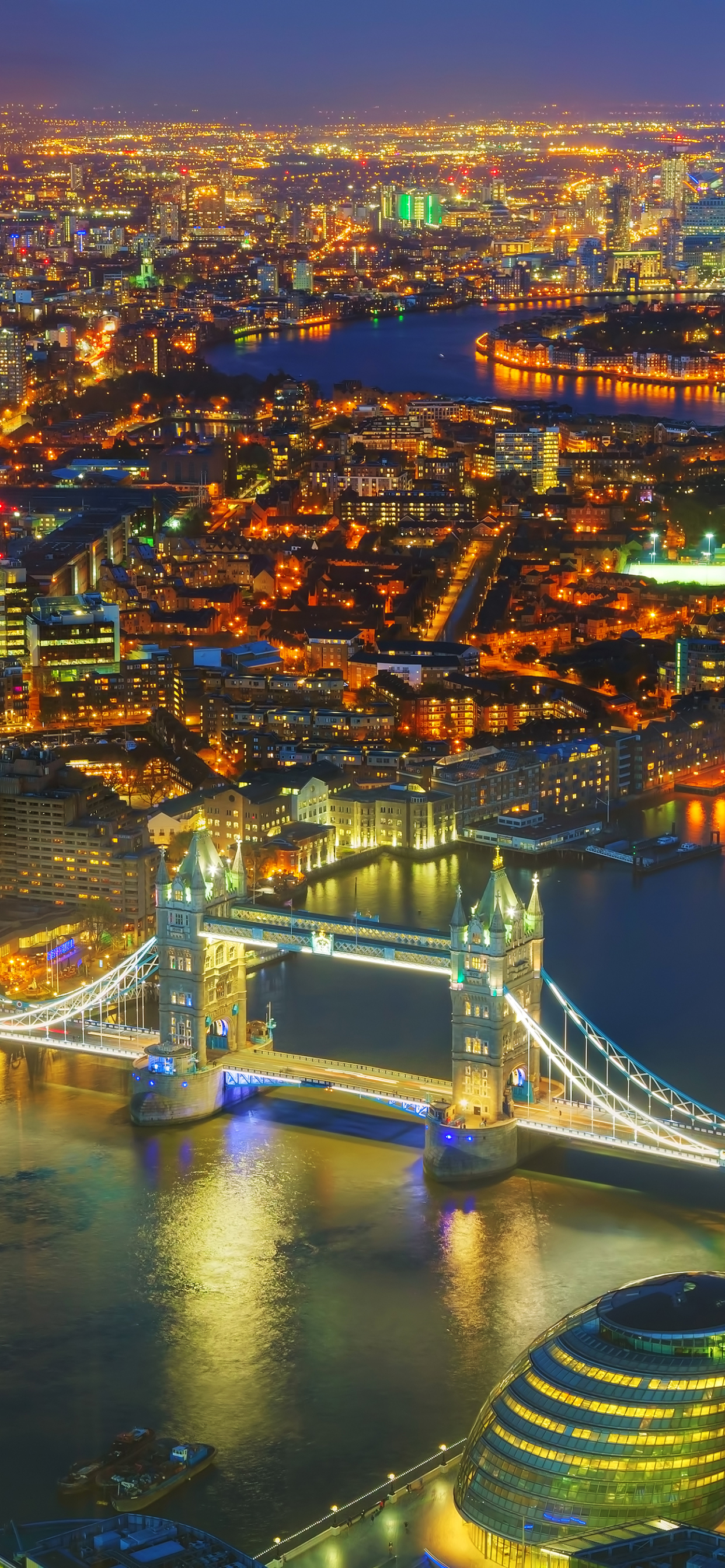 Download mobile wallpaper Cities, Night, London, City, Building, Light, Cityscape, River, United Kingdom, Thames, Tower Bridge, Man Made for free.