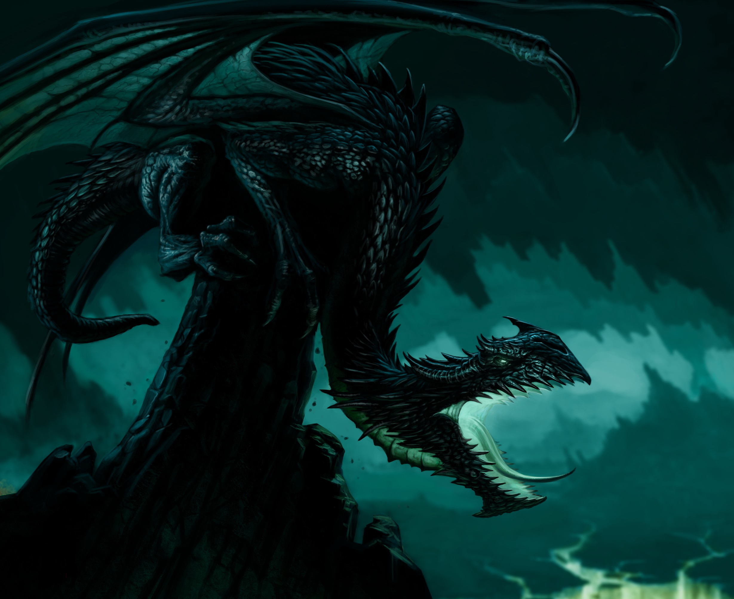 Download mobile wallpaper Fantasy, Dark, Dragon for free.