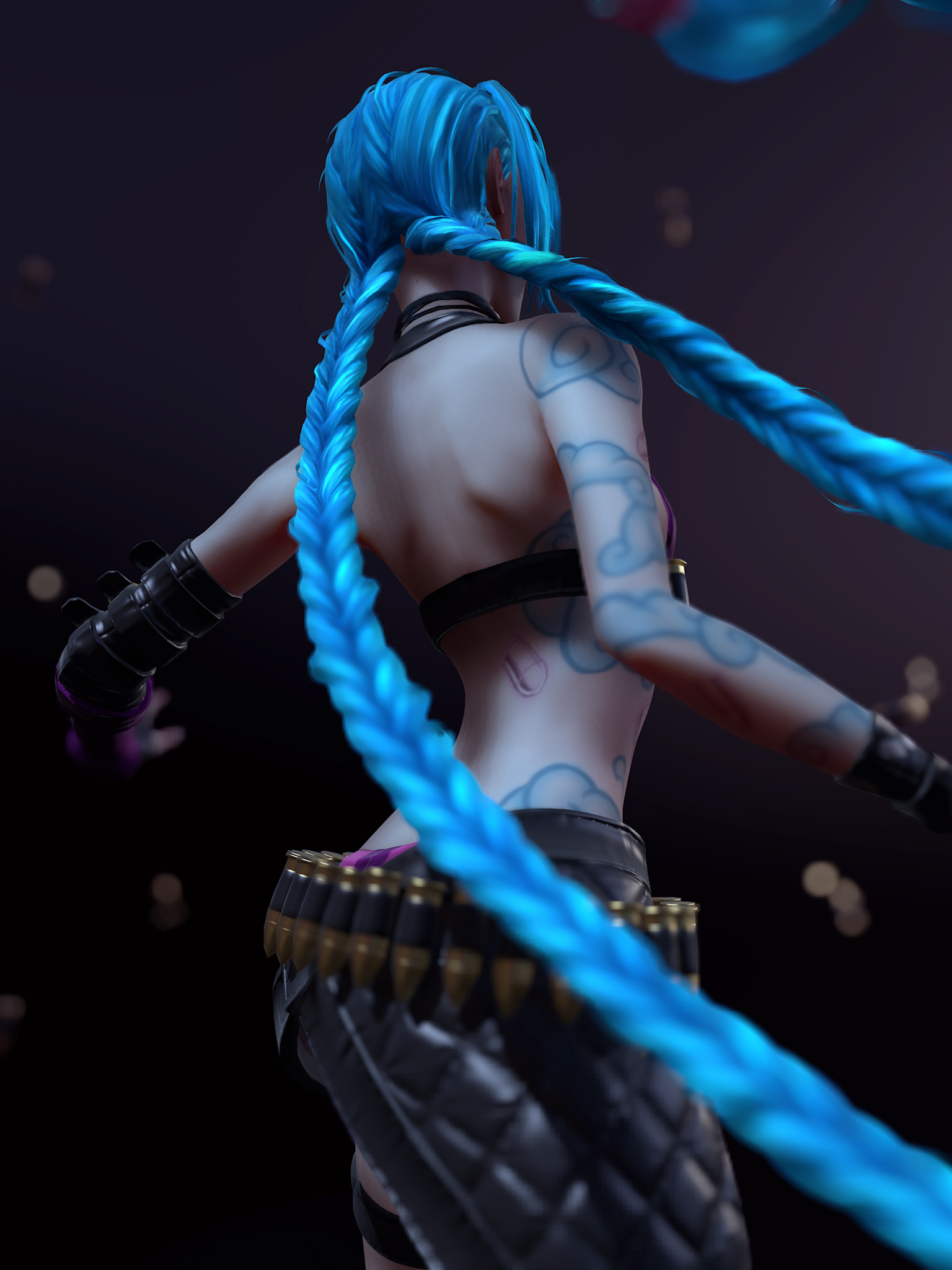 Descarga gratuita de fondo de pantalla para móvil de League Of Legends, Tatuaje, Pelo Largo, Pelo Azul, Videojuego, Jinx (Liga De Leyendas).