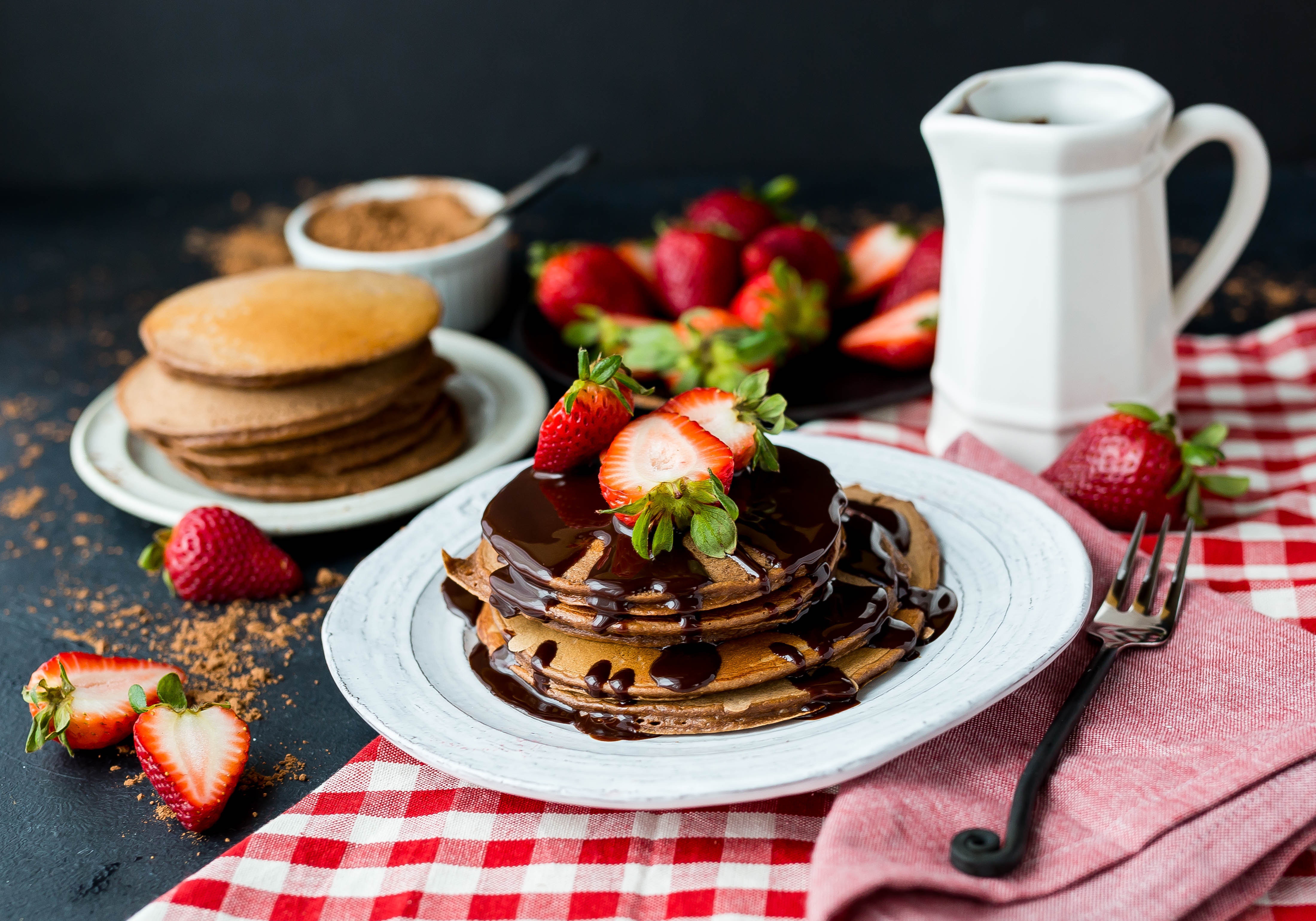 Free download wallpaper Food, Strawberry, Still Life, Breakfast, Pancake on your PC desktop