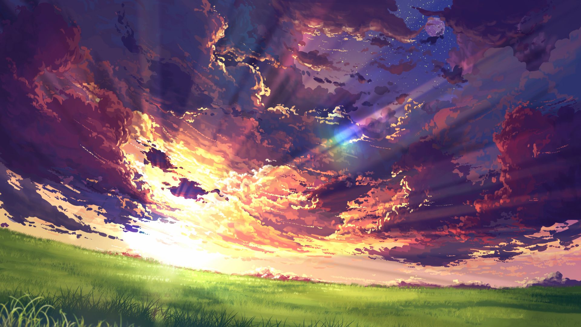 Download mobile wallpaper Anime, Landscape, Sky, Colorful for free.