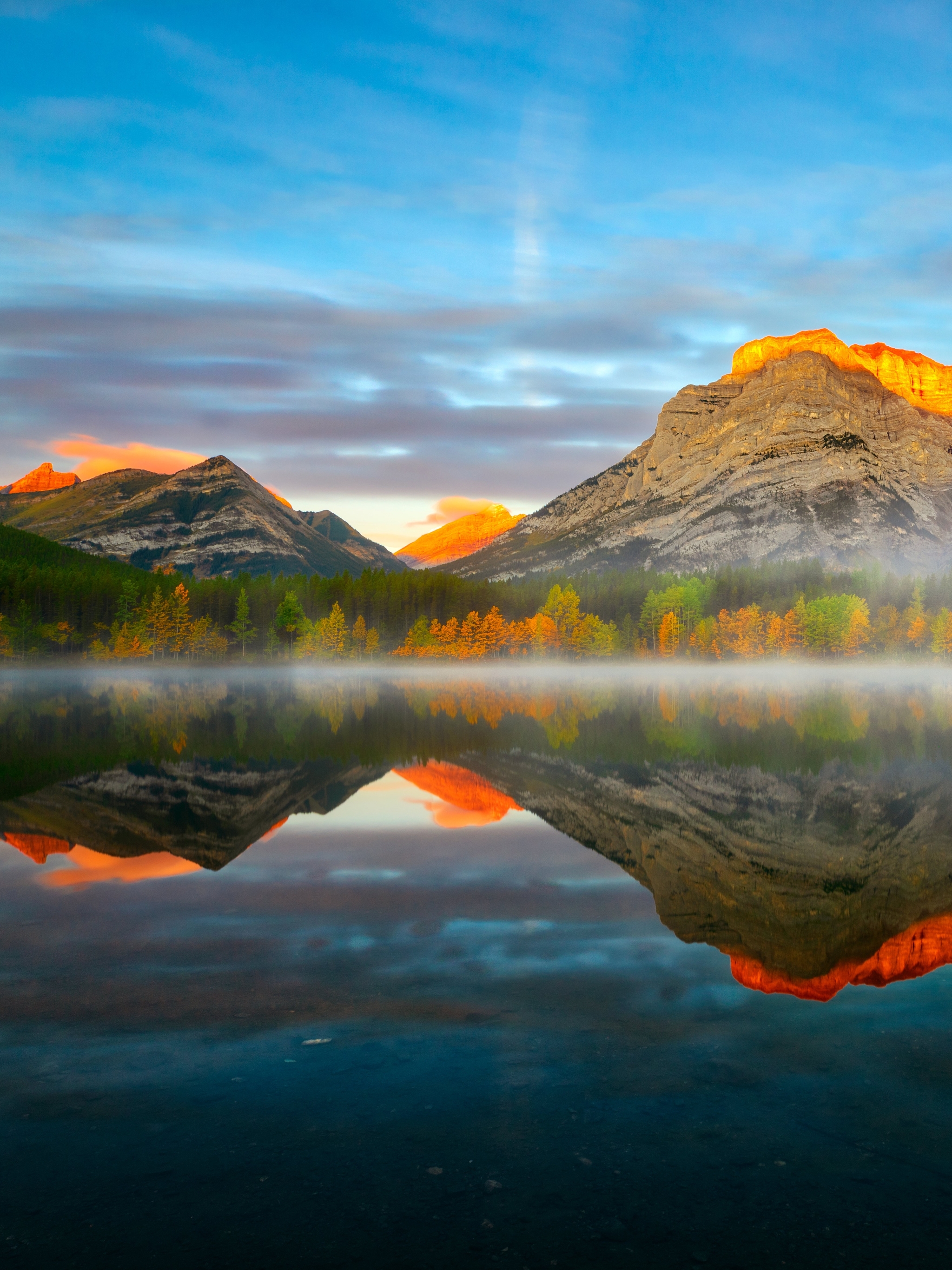 Download mobile wallpaper Nature, Mountain, Lake, Reflection, Canada, Fall, Earth for free.