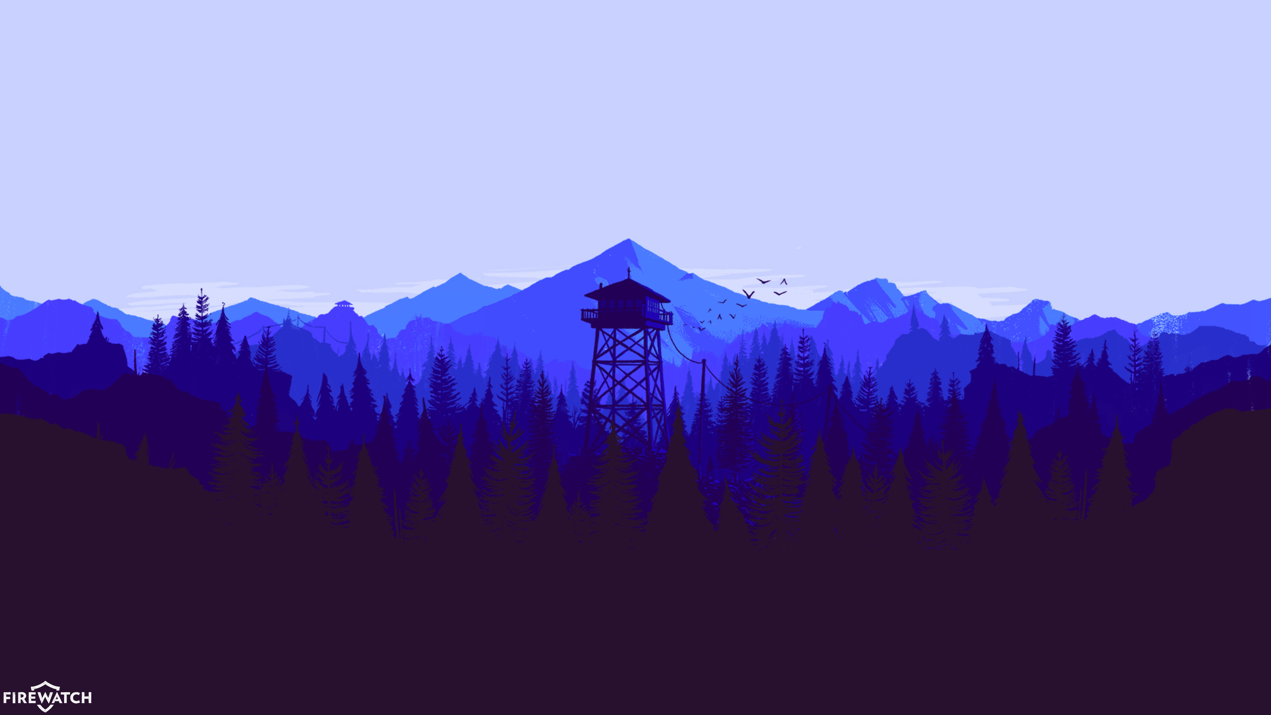 blue, firewatch, forest, video game, mountain