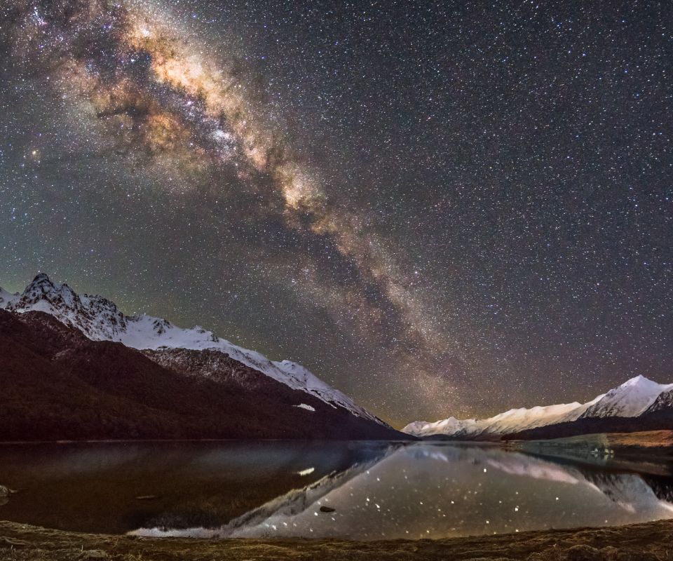 Free download wallpaper Stars, Mountain, Lake, Reflection, Milky Way, Galaxy, Sci Fi on your PC desktop