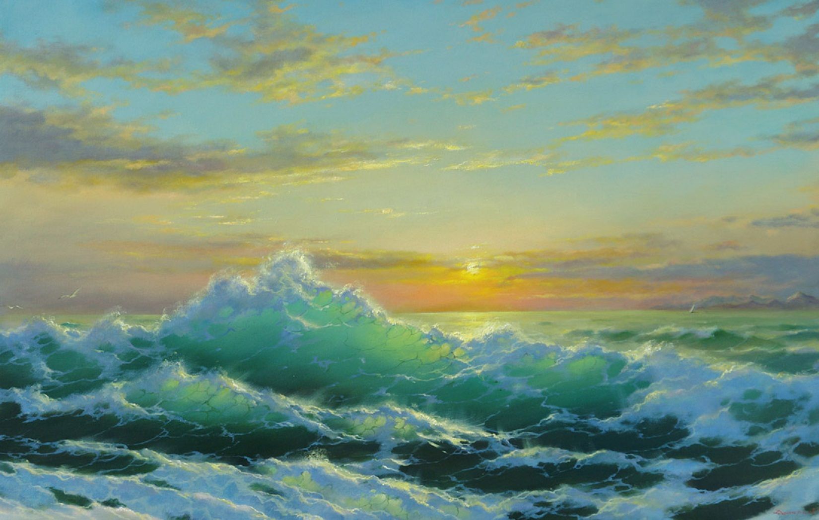 Baixe gratuitamente a imagem Pôr Do Sol, Mar, Horizonte, Oceano, Pintura, Artistico na área de trabalho do seu PC