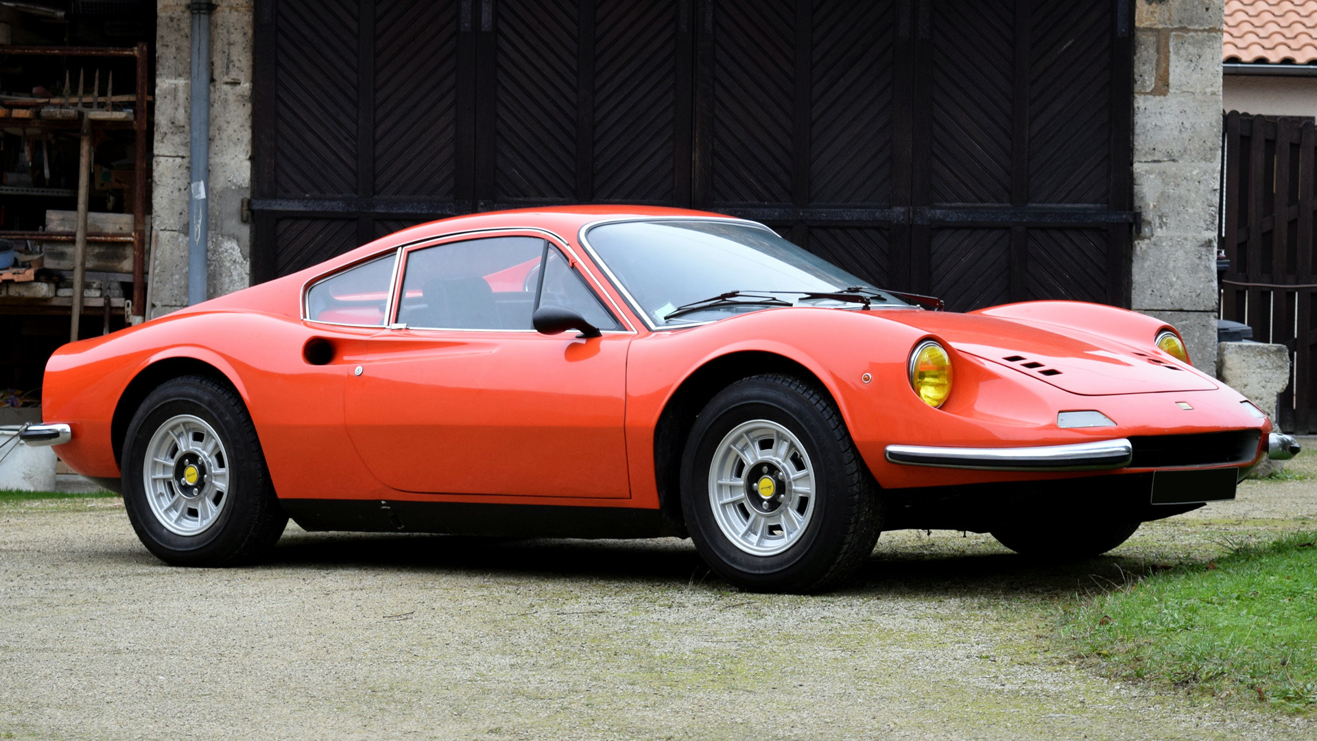 Download mobile wallpaper Ferrari, Car, Old Car, Vehicles, Grand Tourer, Coupé, Orange Car, Dino 246 Gt for free.