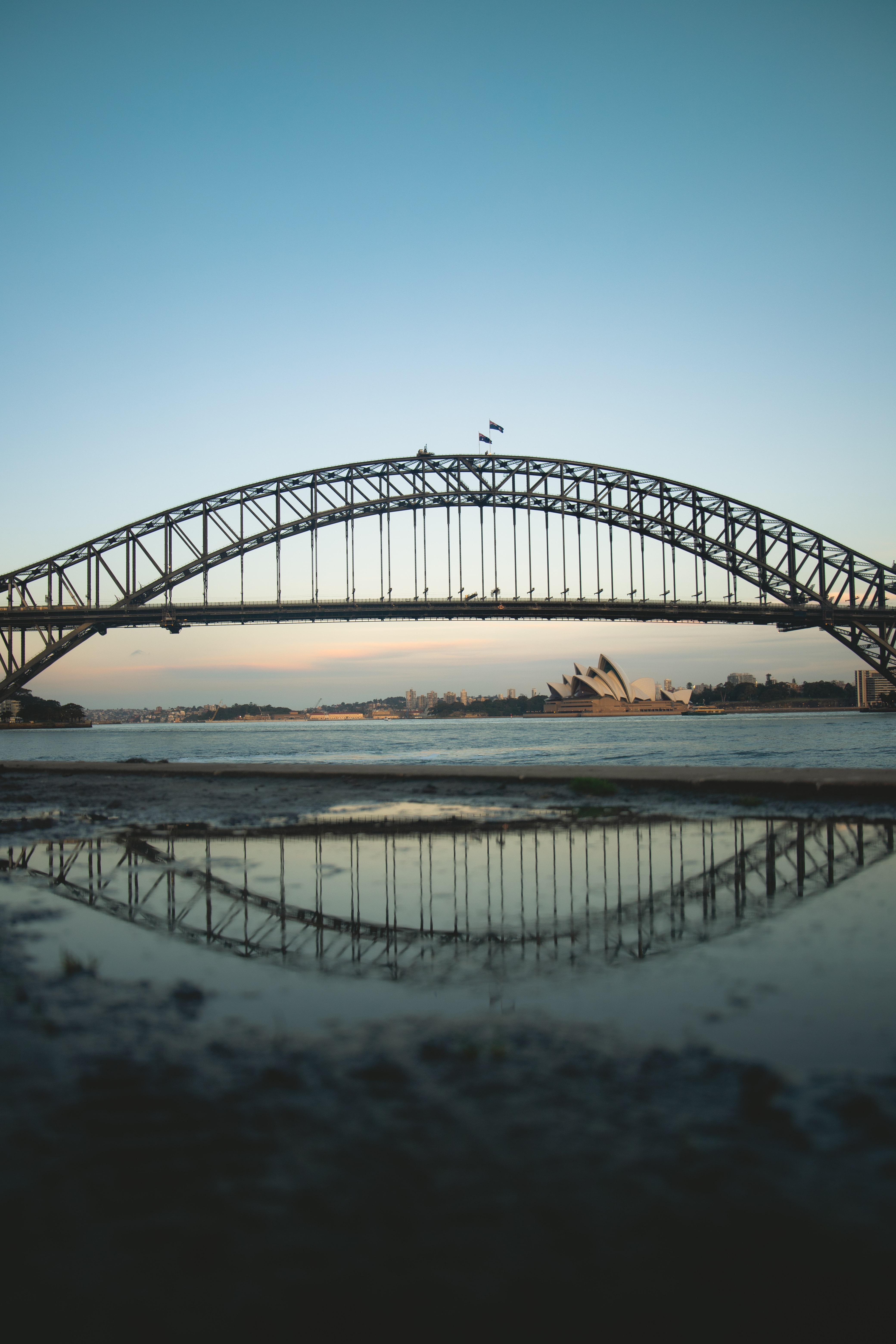 Скачать обои бесплатно Сидней, Мост, Города, Вода, Архитектура, Море картинка на рабочий стол ПК