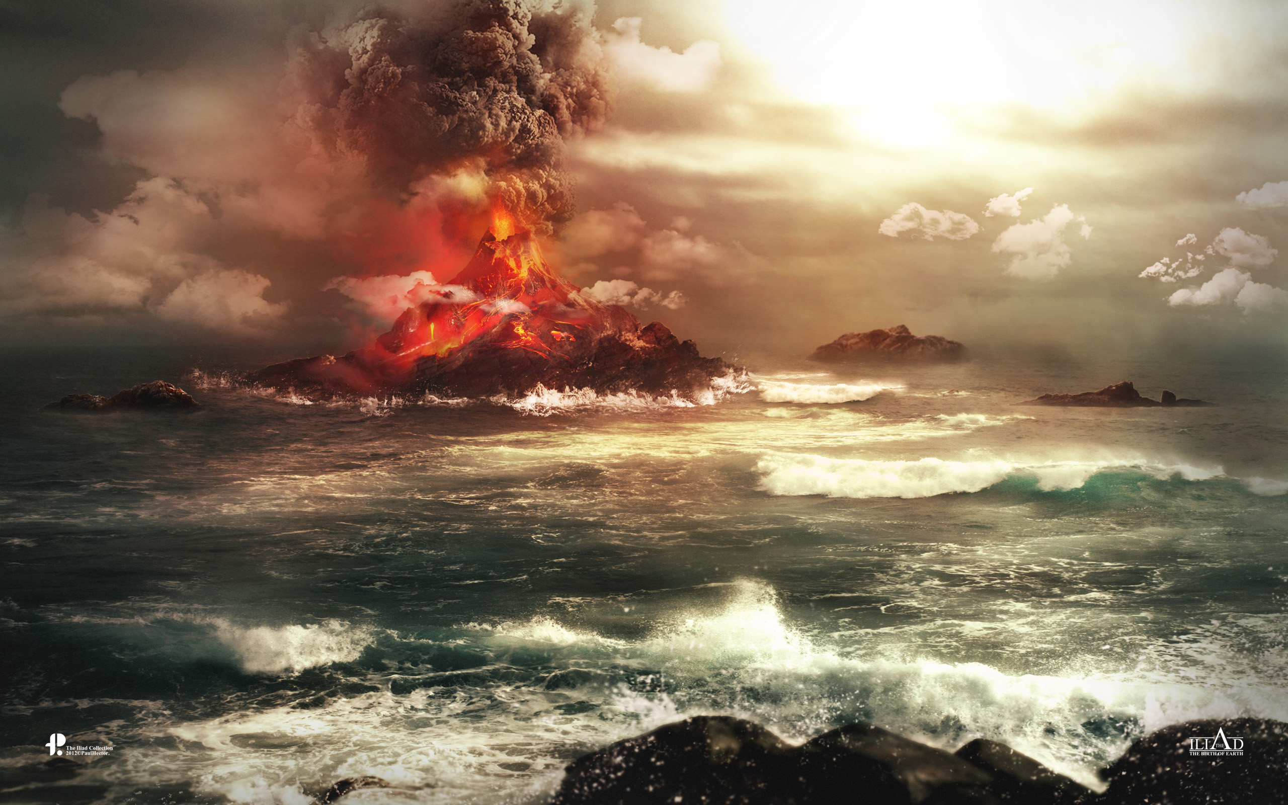 379886 descargar imagen tierra/naturaleza, volcán, erupción, llama, lava, océano, humo, volcanes: fondos de pantalla y protectores de pantalla gratis