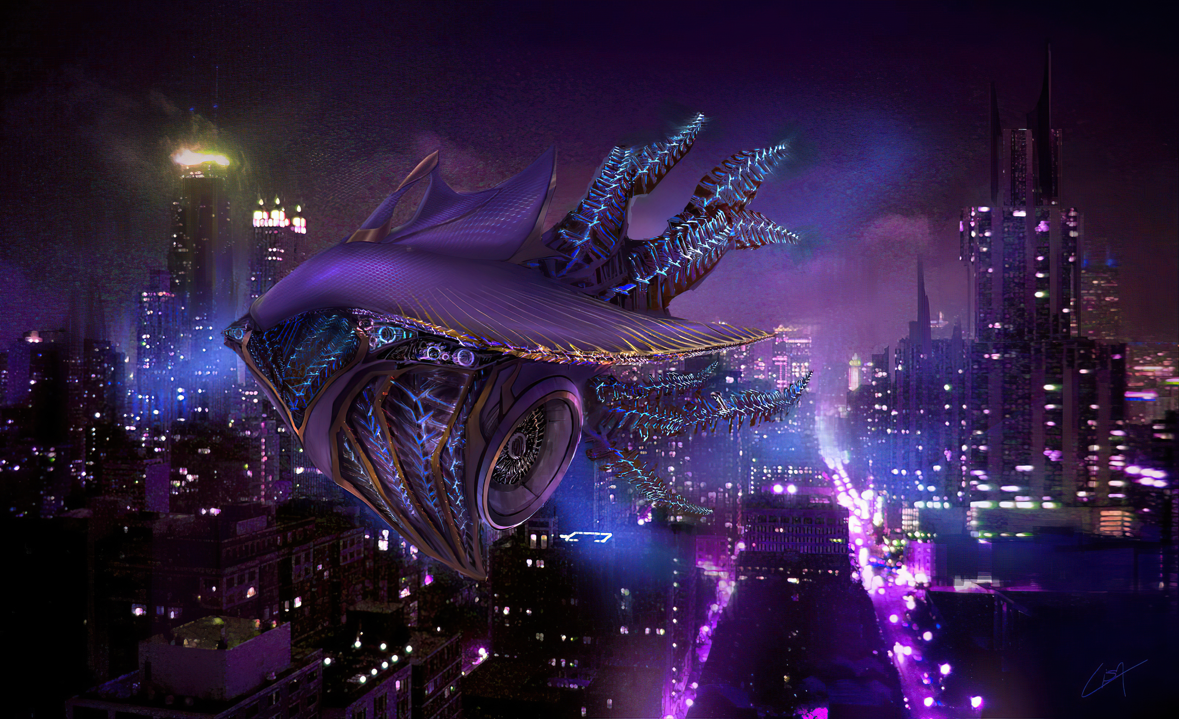 Laden Sie das Science Fiction, Futuristisch, Fahrzeug, Großstadt-Bild kostenlos auf Ihren PC-Desktop herunter