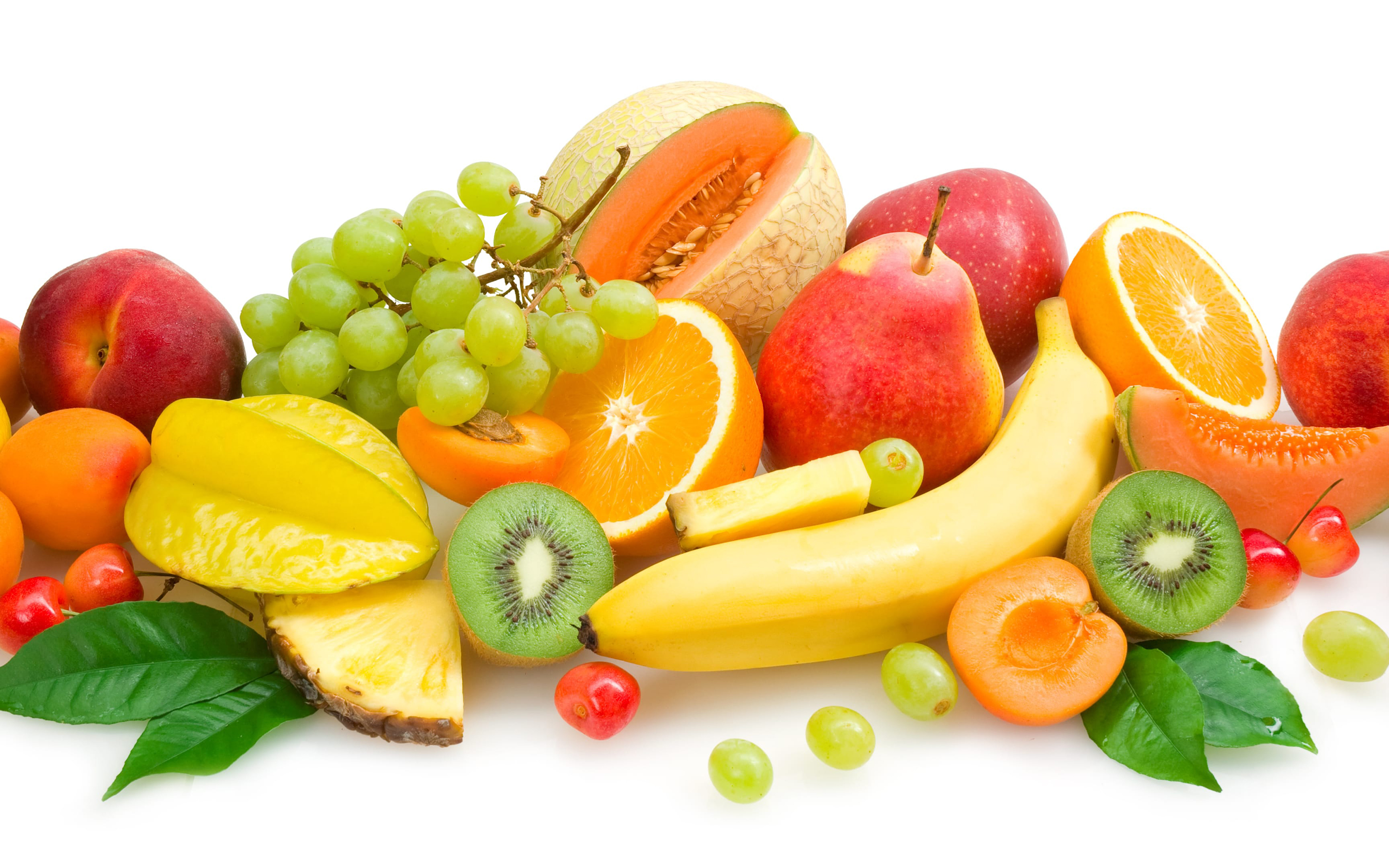491326 Bild herunterladen nahrungsmittel, frucht, banane, karambole, früchte, kiwi, orange (obst), pfirsich, birne, sternfrucht - Hintergrundbilder und Bildschirmschoner kostenlos