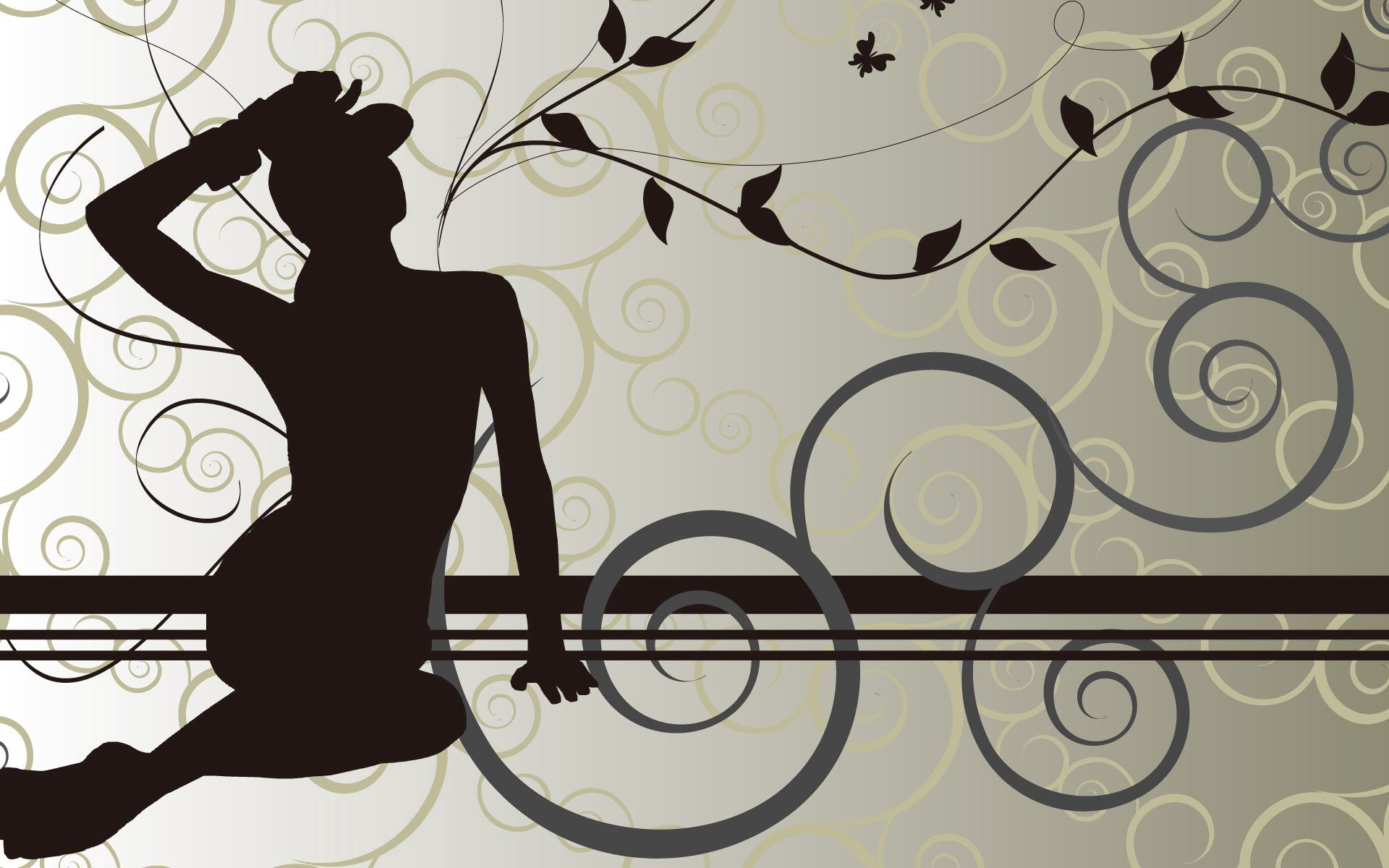 Free download wallpaper Leaves, Silhouette, Patterns, Girl, Vector on your PC desktop