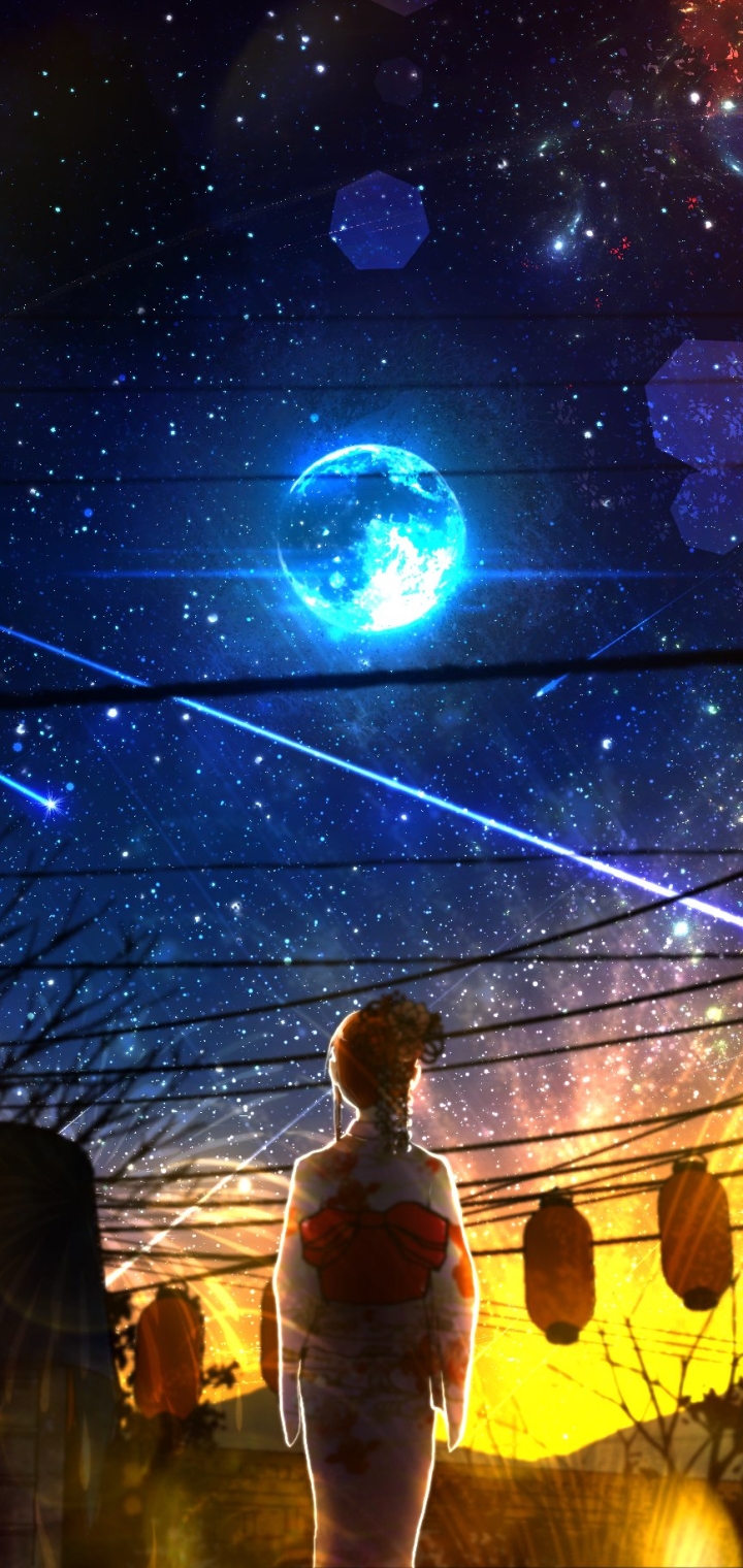 Download mobile wallpaper Anime, Sky, Night, Original for free.