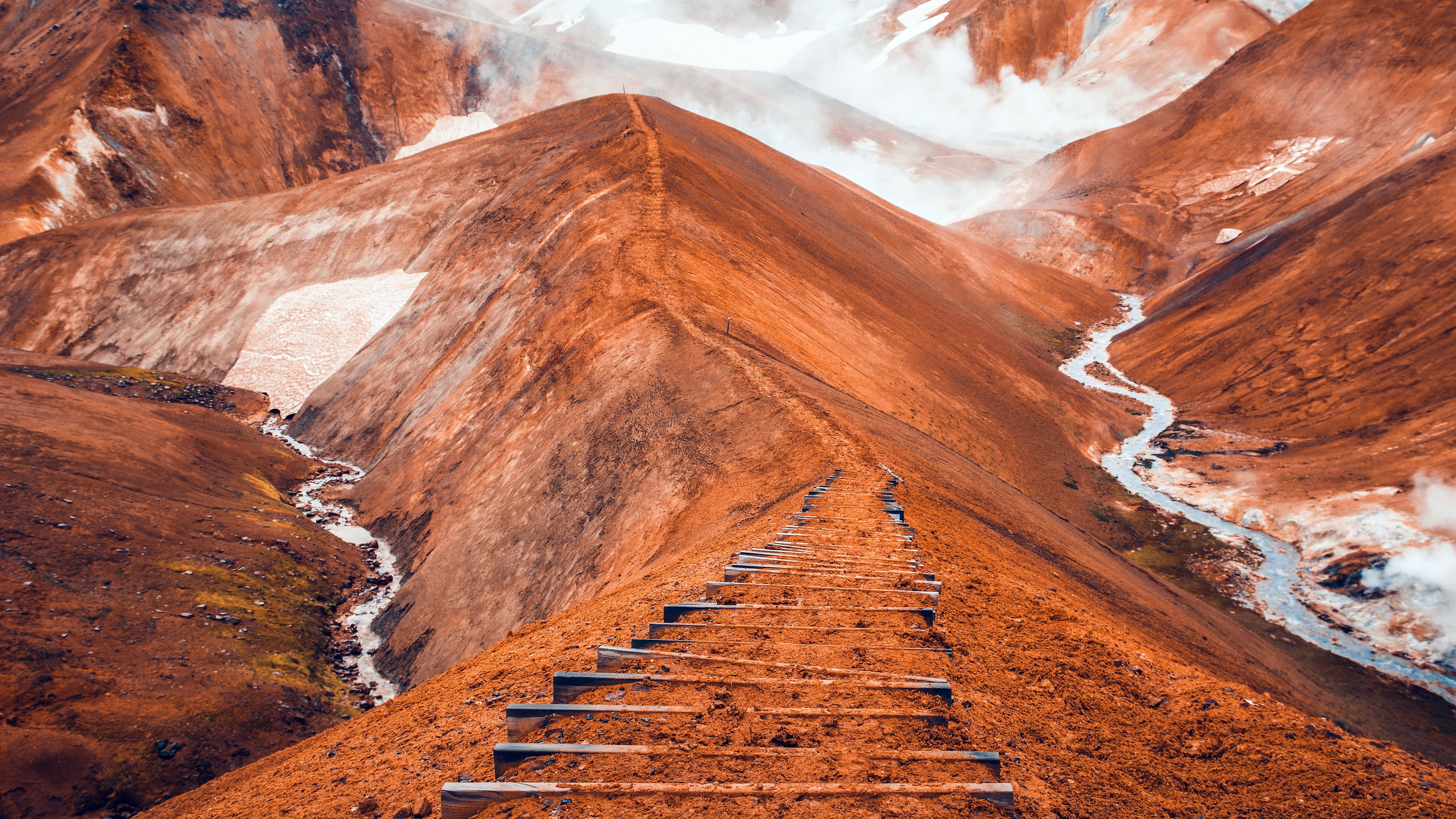 stairs, earth, mountain, iceland, ridge, snow, mountains