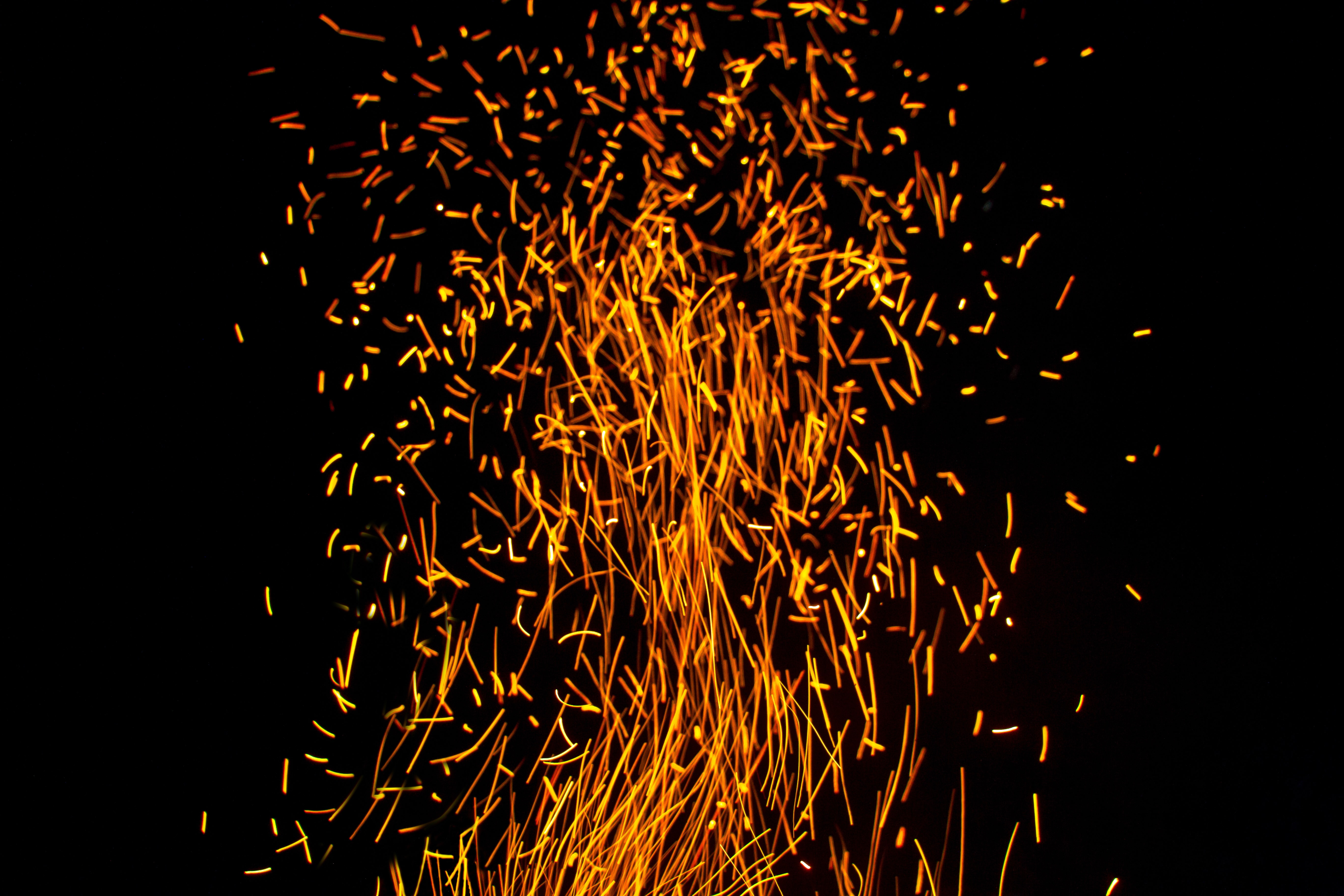 sparks, glow, particles, dark, long exposure