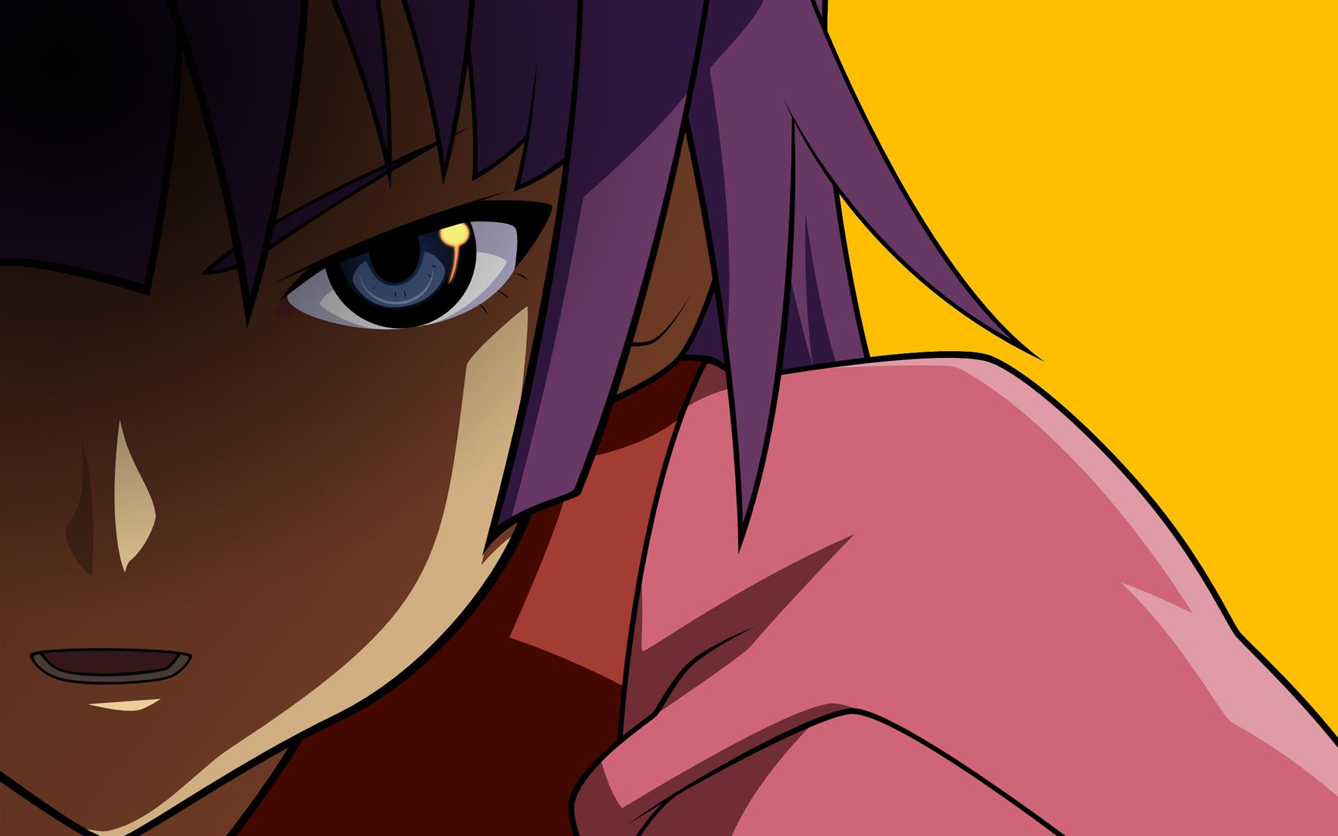 Free download wallpaper Anime, Blue Eyes, Monogatari (Series), Purple Hair, Hitagi Senjōgahara on your PC desktop