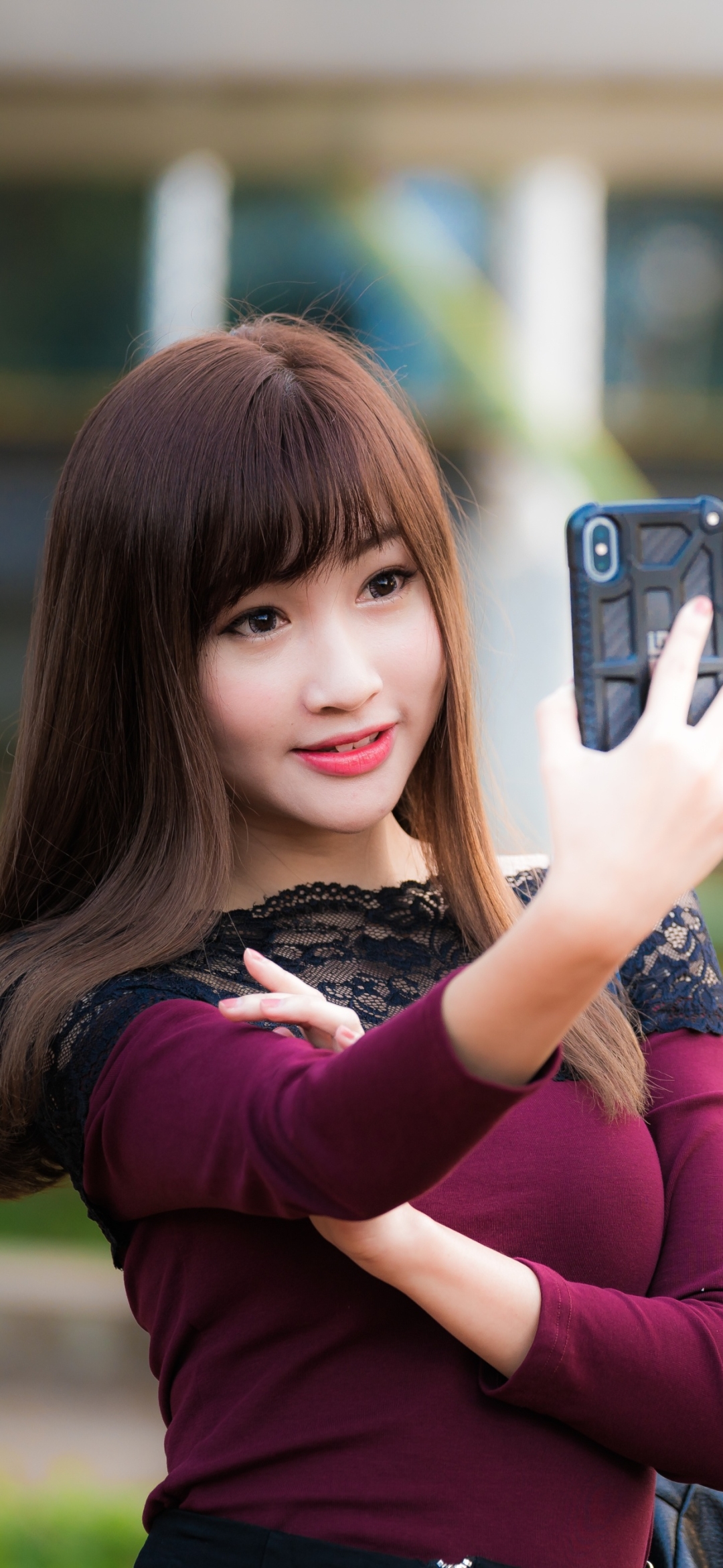 Handy-Wallpaper Brünette, Selfie, Modell, Frauen, Asiatinnen kostenlos herunterladen.