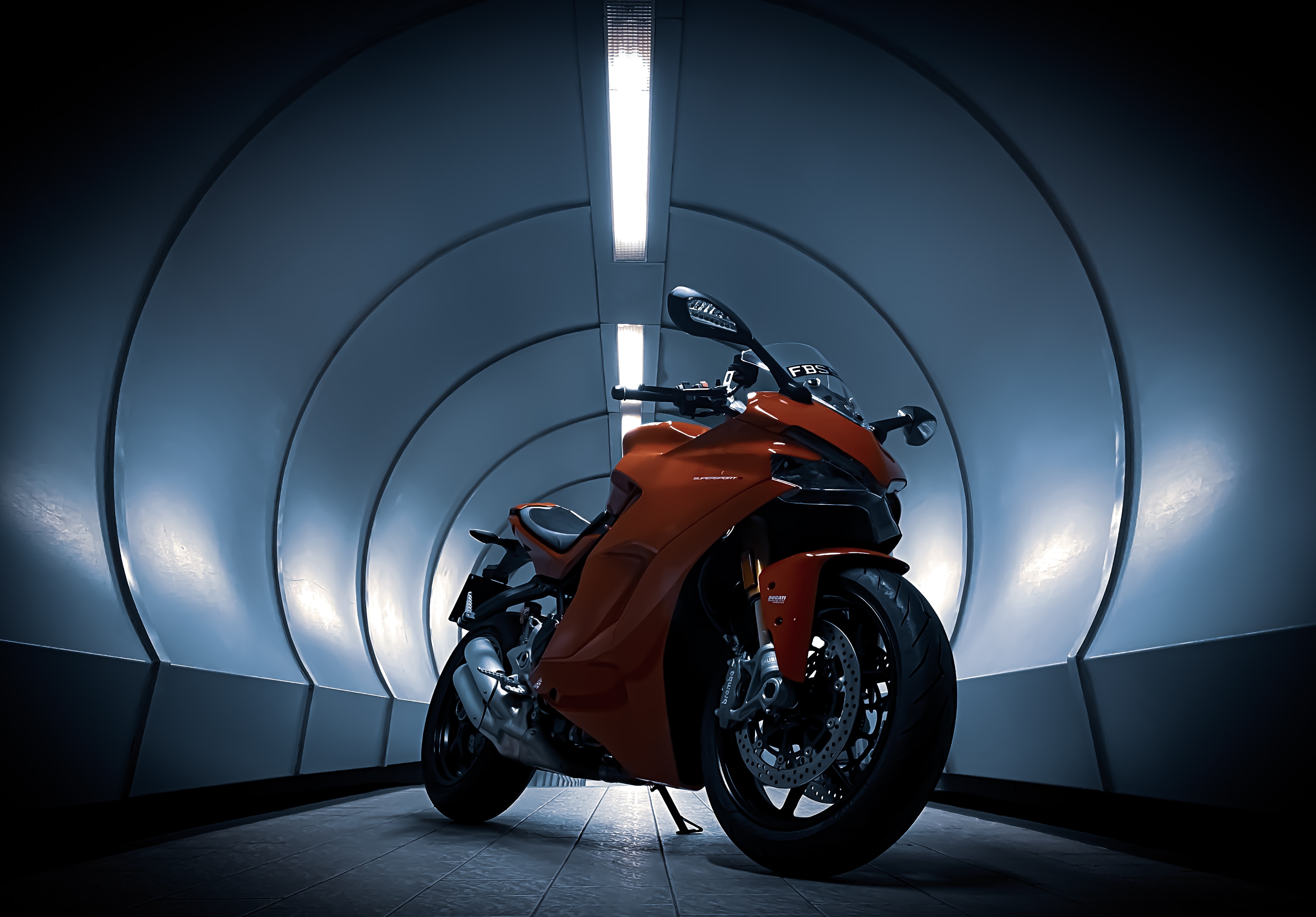 ducati, tunnel, motorcycles, red, motorcycle Full HD