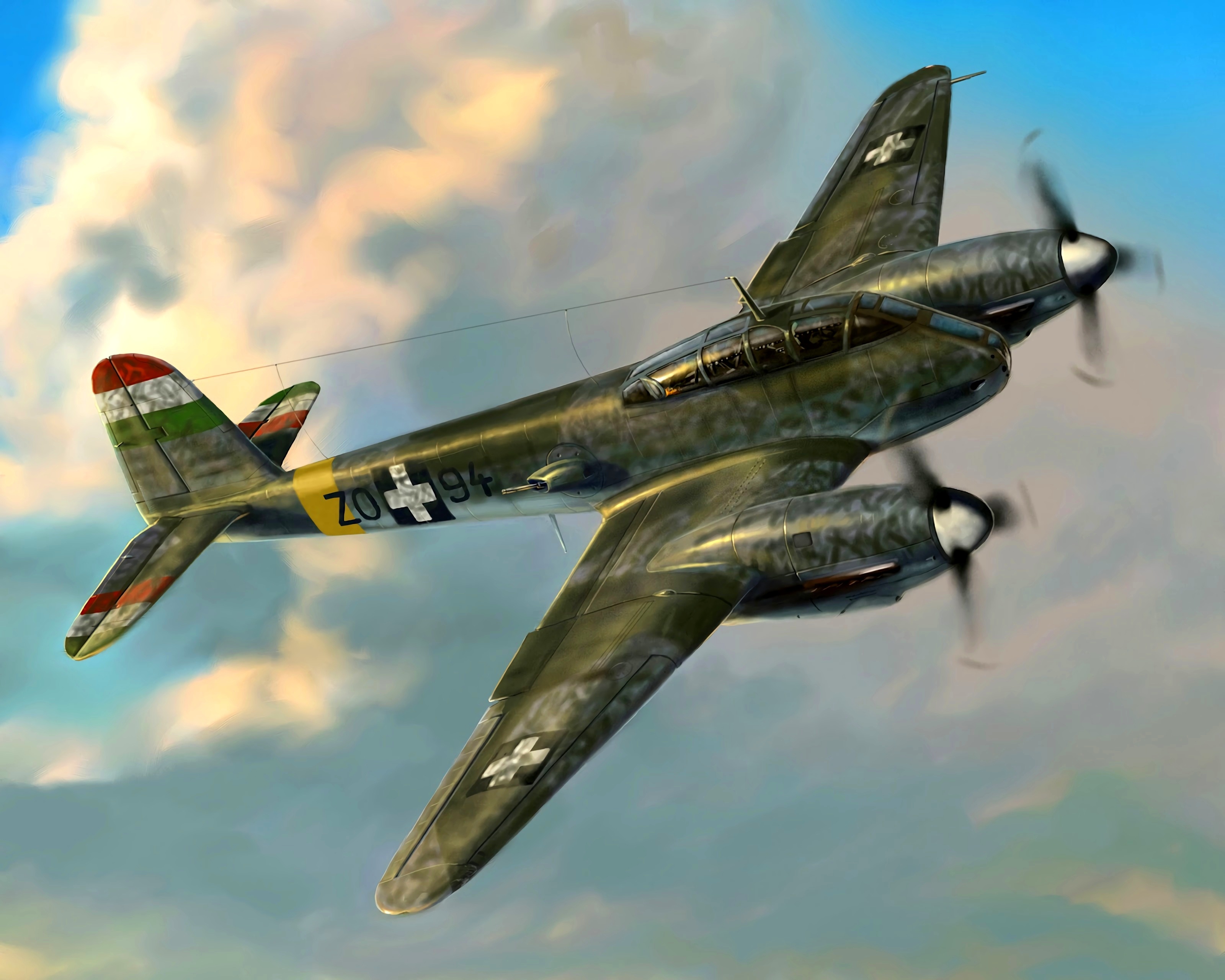 Laden Sie Messerschmitt Me 210 HD-Desktop-Hintergründe herunter